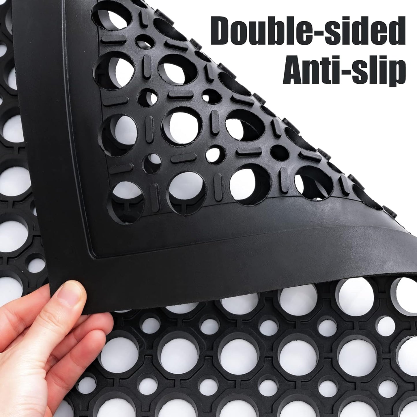 Out Door Rubber Floor Mats Anti Fatigue Restaurant Kitchen Rubber Drainage Mat Durable No Slip Bar Floor Mats Used for Indoor Outdoor Wet Area 24" x 36" Black - Lumora Desk