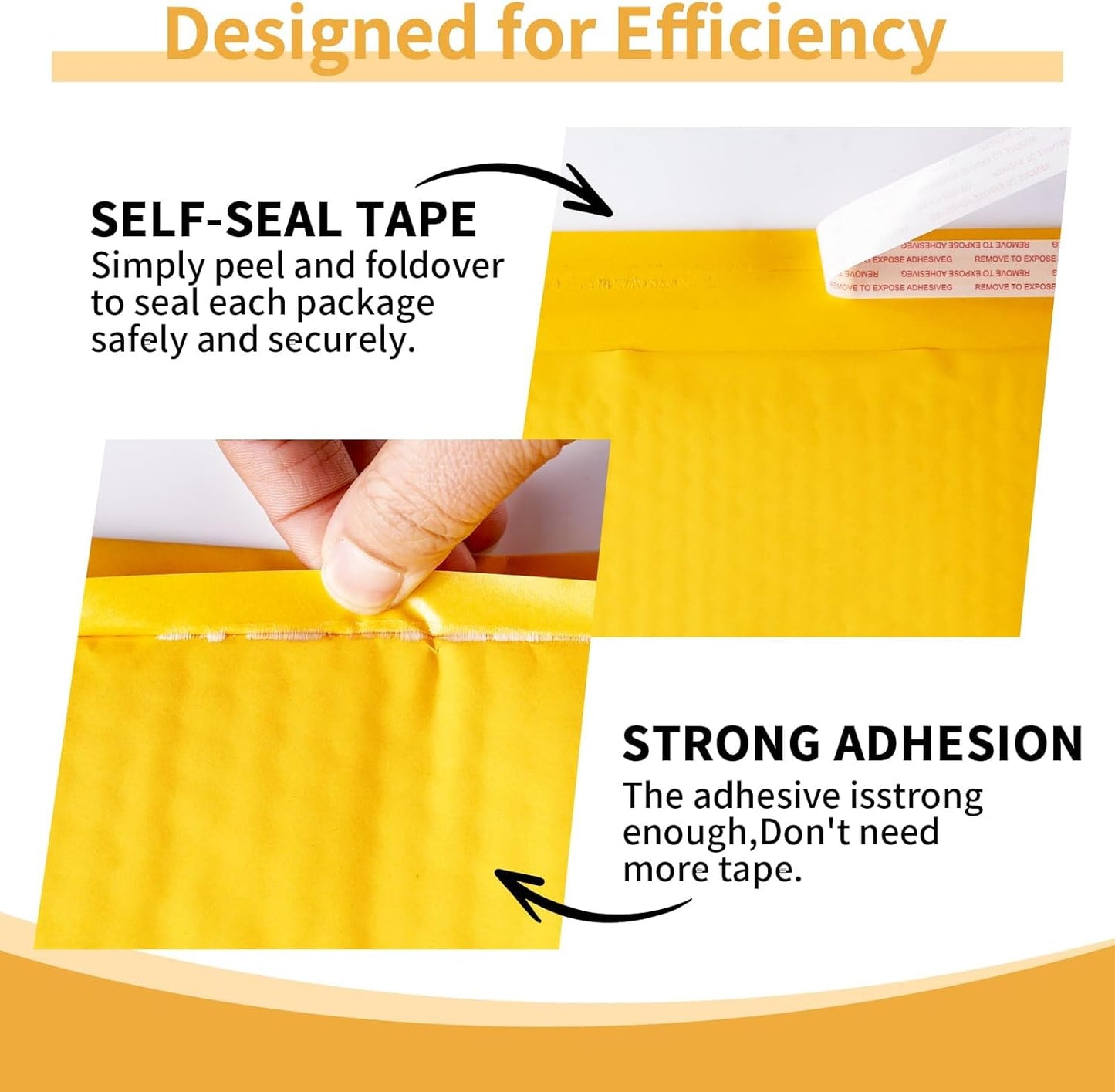 Kraft Bubble Mailers 4×8' Inch 100 Pack Yellow shipping envelopes Self-Seal Padded Mailing Envelopes for Jewelry Makeup Supplies and Small Business Packaging - Lumora Desk