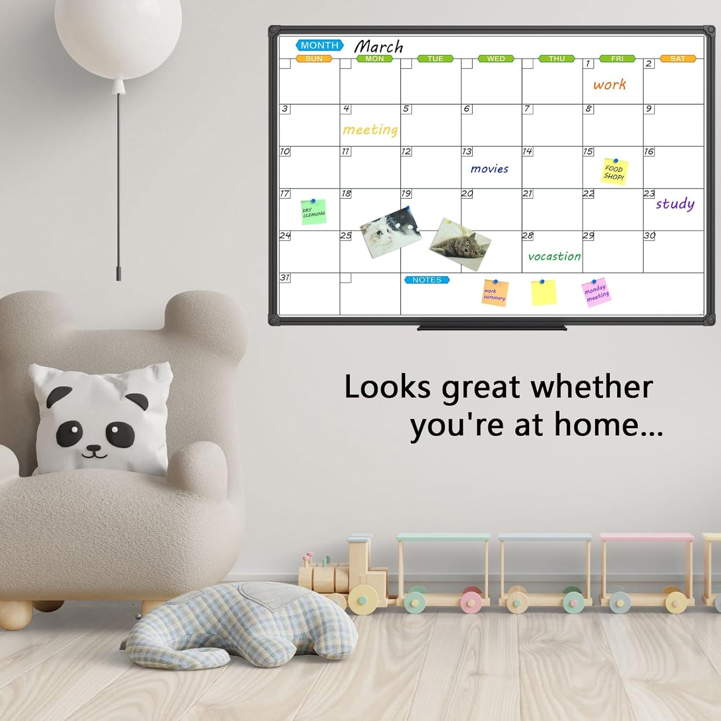 JILoffice Dry Erase Calendar Whiteboard 48 X 36 Inch - Magnetic White Board Calendar Monthly, Black Aluminum Frame Wall Mounted Board for Office Home and School - Lumora Desk