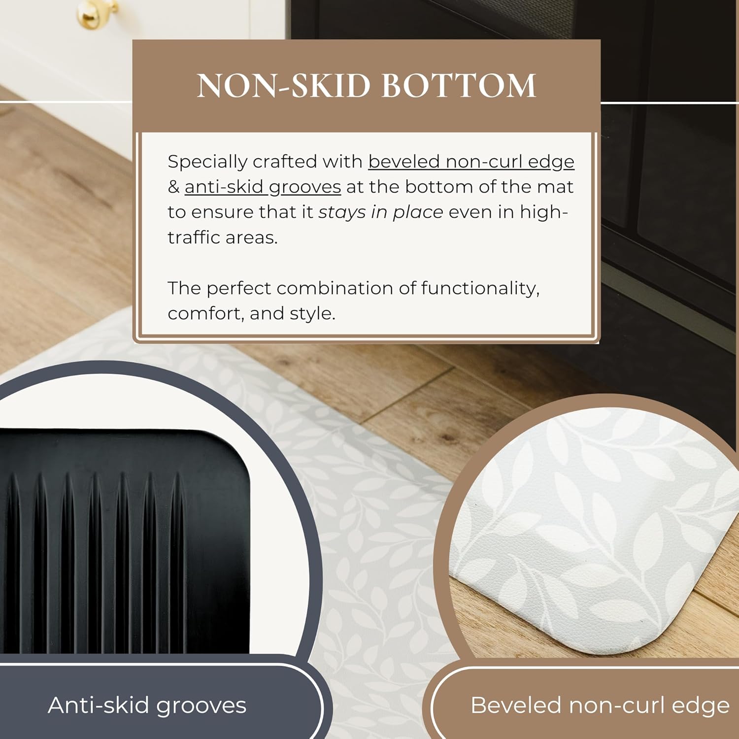 Anti Fatigue Mat by Laurel Lane Co. – Designer Anti Fatigue Mats for Kitchen Floor, Kitchen Mats for Floor, Desk Mat – Cushioned 0.75" Thick – Stain Resistant – Non-Skid Bottom – 20" x 39" - Lumora Desk