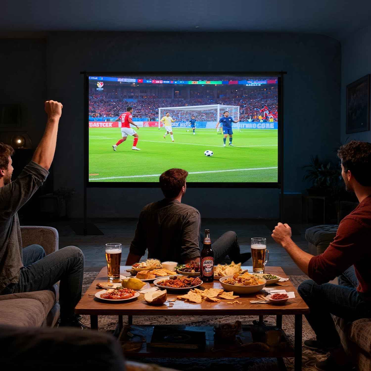 Outdoor Projector Screen with Stand, 120 inch Portable Projection kit 16:9 4K HD Wrinkle-Free Indoor Outdoor Movie Screen with Carry Bag for Home Theater and Backyard Movie Night