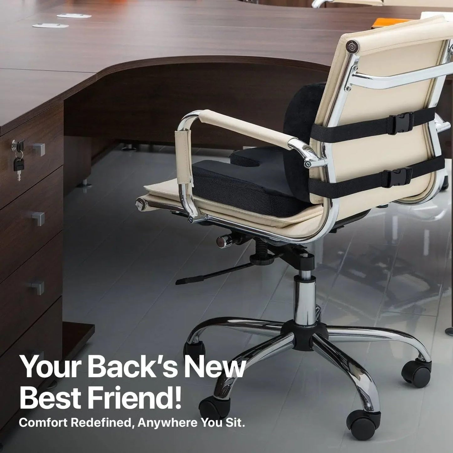 Ergonomic Memory Foam Lumbar & Seat Cushion Back,Tailbone Pain Relief