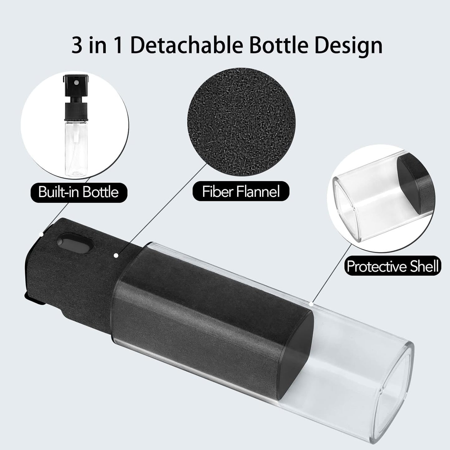 3 Pcs Fingerprint Proof Screen Cleaner, 3 in 1Touchscreen Mist Cleaner Spray Wipe Screen Cleaner Soft Fiber Flannel, Safe for All Phones Glasses Tablet Laptop TV Watch Screens(Grey)