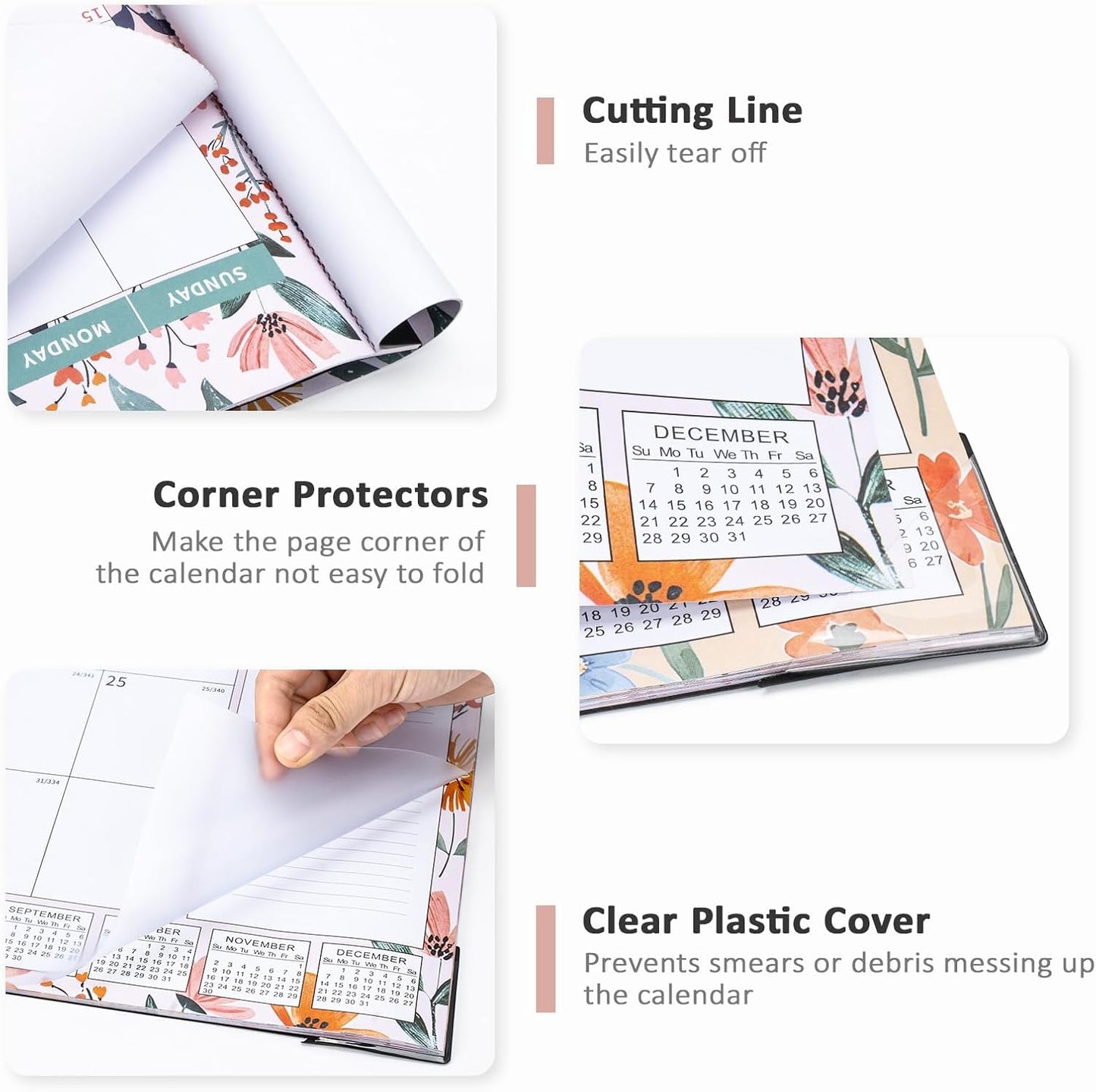 Ospelelf Desk Calendar 2025-2026 Large 22"x17" Monthly Planner Pad with Plastic Cover 18 Months Ditsy Floral