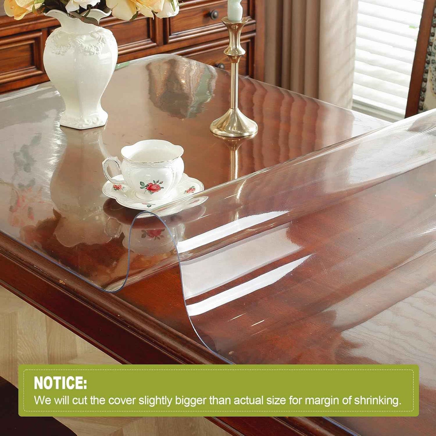 OstepDecor Clear Table Protector 36 x 60 Inch, 2mm Thick Plastic Table Cover, Waterproof PVC Clear Table Cover Protector, Desk Protector Mat, Writing Desk Pad for Desktop, Coffee & Dining Room Table