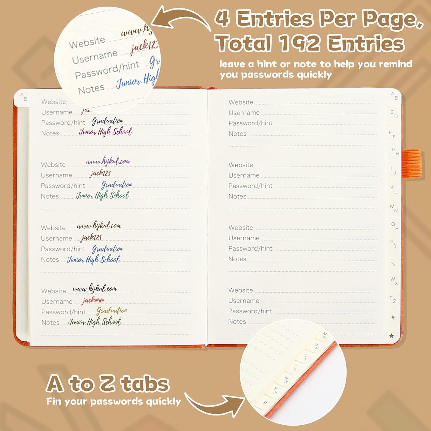 DAOFARY Password Book with Alphabetical Tabs - Small Password Keeper Book (5.6 * 4.3 in) with Inner Pocket, Hardcover Password Keeper Notebook for Log Internet Website Information (Blue Haze)