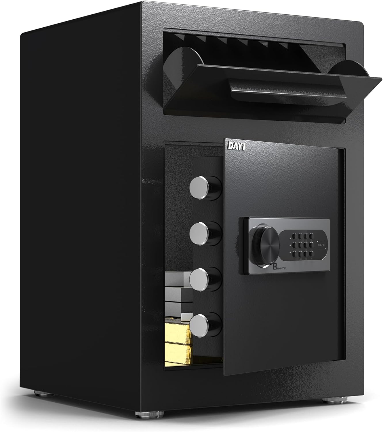 DAYI Drop Safe, 2.6 Cubic Feet Deposit Box with Drop Slot, Depository Safe with Fireproof Bag for Business & Home, Cash box for Documents - DM-52