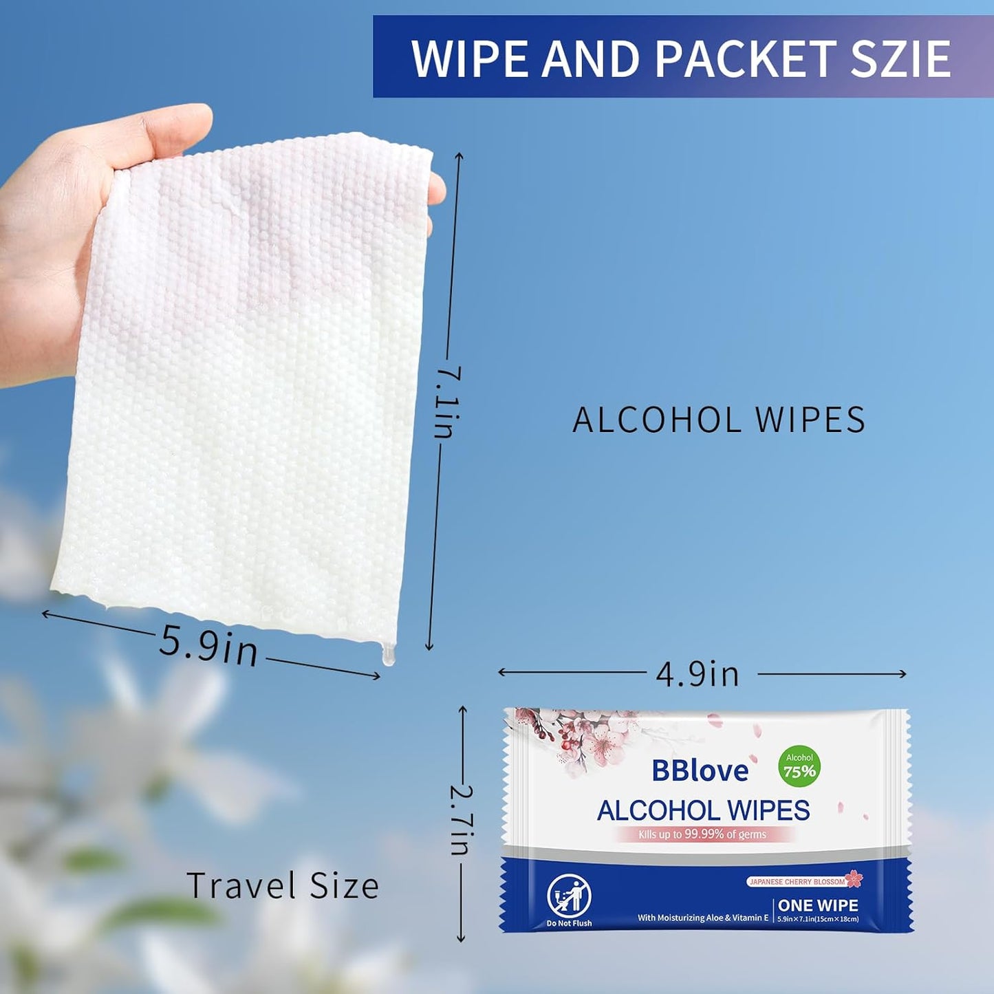 75% Alcohol Hand Sanitizer with Aloe Moisturizer & Vitamin E for On-the-Go Use, All-Purpose Travel Wipes Count, Restaurant, Home Office