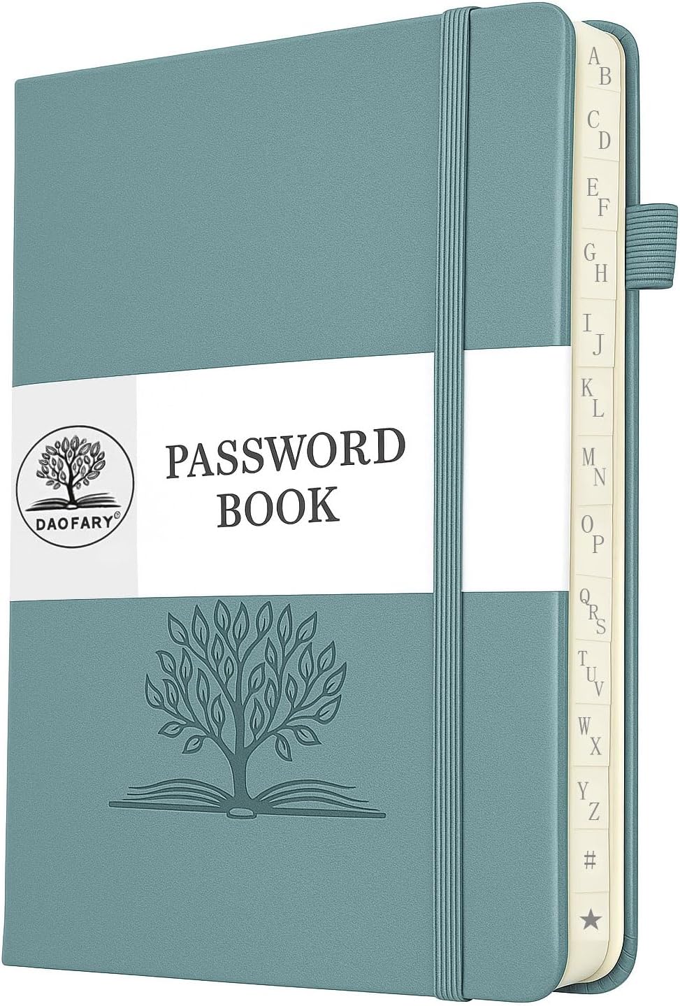 DAOFARY Password Book with Alphabetical Tabs - Small Password Keeper Book (5.6 * 4.3 in) with Inner Pocket, Hardcover Password Keeper Notebook for Log Internet Website Information (Blue Haze)