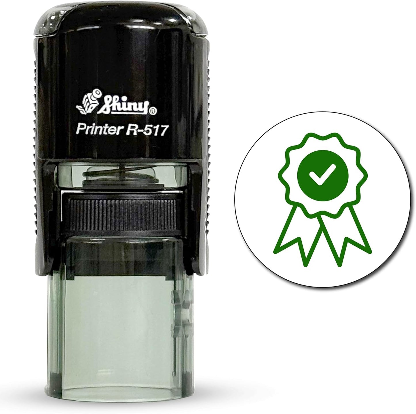 Shiny Ribbon Teacher Stamp, Round Self Inking Stamp for Classroom, Green Ink