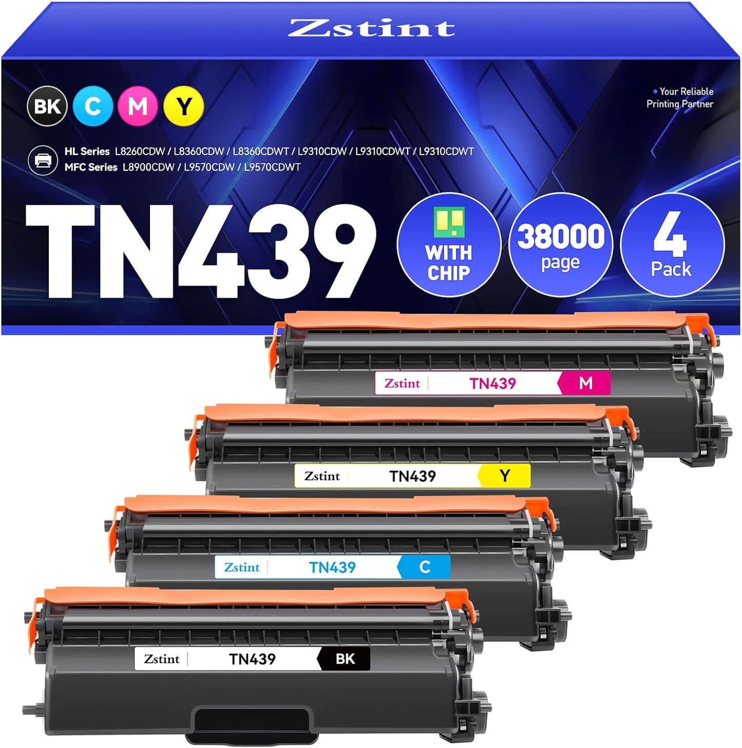 TN439 Toner Cartridge Set 4-Pack Replacement for Brother TN-439 Compatible for Brother MFC-L8900CDW MFC-L8690CDW HL-L8360CDW HL-L8260CDW MFC-L8610CDW MFC-L8905CDW MFC-L9570CDW HL-L8360CDWT Printer Ink