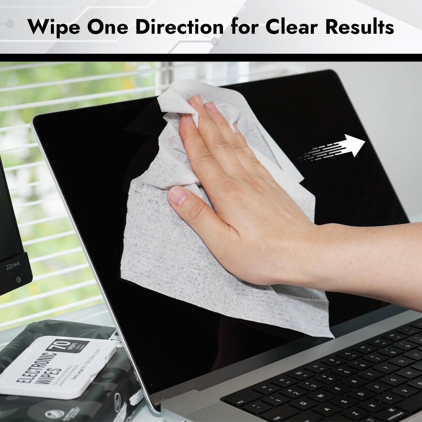 Air Jungles Electronic Screen Cleaning Wipes 70 Count, Quick Dry, Extra Large 8"x10" Cleaner Wipes for TVs, Monitors, Tablets, Phones, Laptops, Keyboards, Computer, Glasses