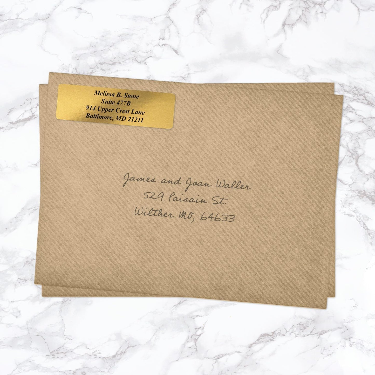 Gold Foil Personalized Return Address Labels Without Dispenser - Roll of 250 Custom Stickers - Lumora Desk