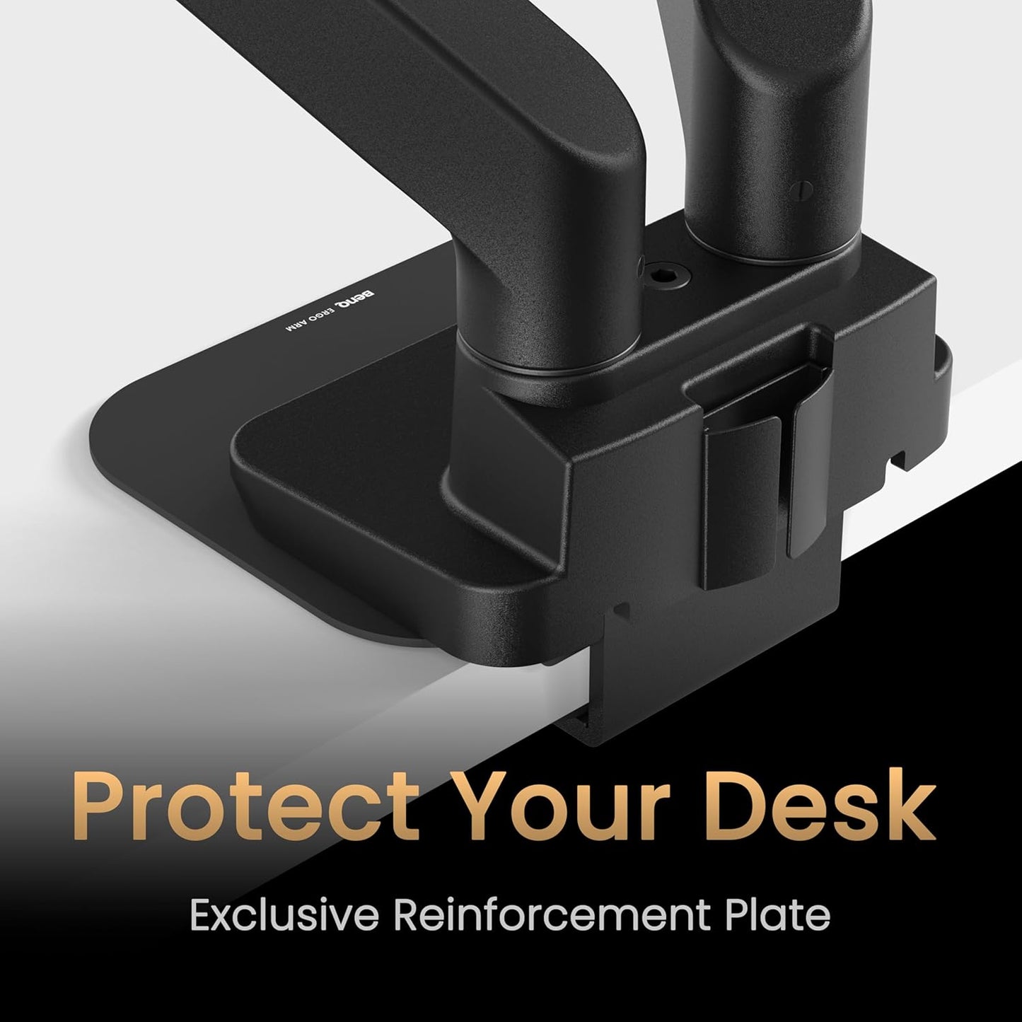 BenQ BDH01 Dual Monitor Arm -Gas Spring Monitor Stand for 2 Screens Up to 35'' & 44lbs, Heavy Duty, Quick Installation, No Sagging, Top Clamp and Grommet Base, Reinforcement Plate, VESA 75x75 &100x100