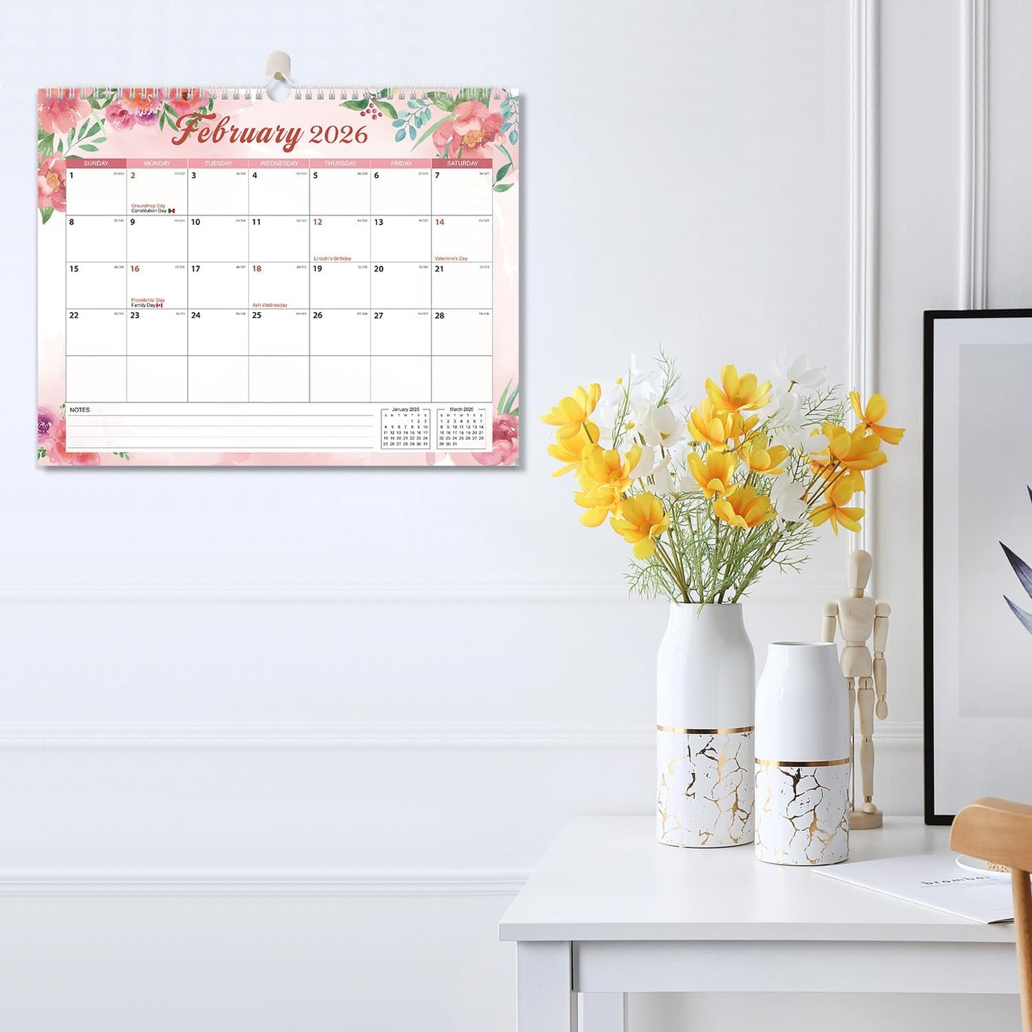 2026 Calendar, Wall Calendar 2026-2027, 11" x 14.2" Monthly Desk Calendar for Home and Office, 18 Months From January 2026 to June 2027 With Vacation Overview