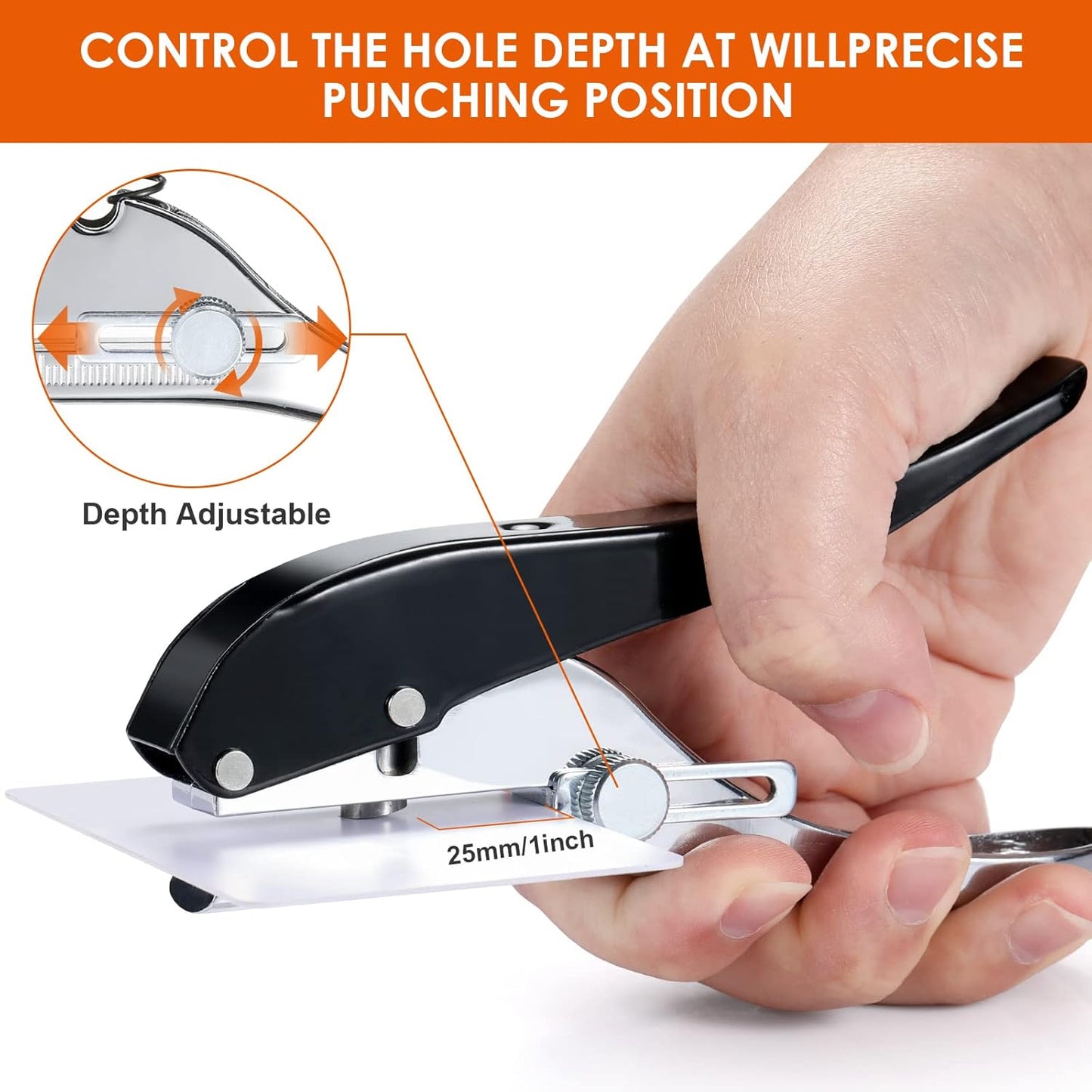 Hole Punch 3/8 inch-10mm Single Hole Punch,Heavy Duty Hole Puncher Single,Paper Punch Portable Hand Held Long Hole Puncher for Paper Cards Plastic Cardboard