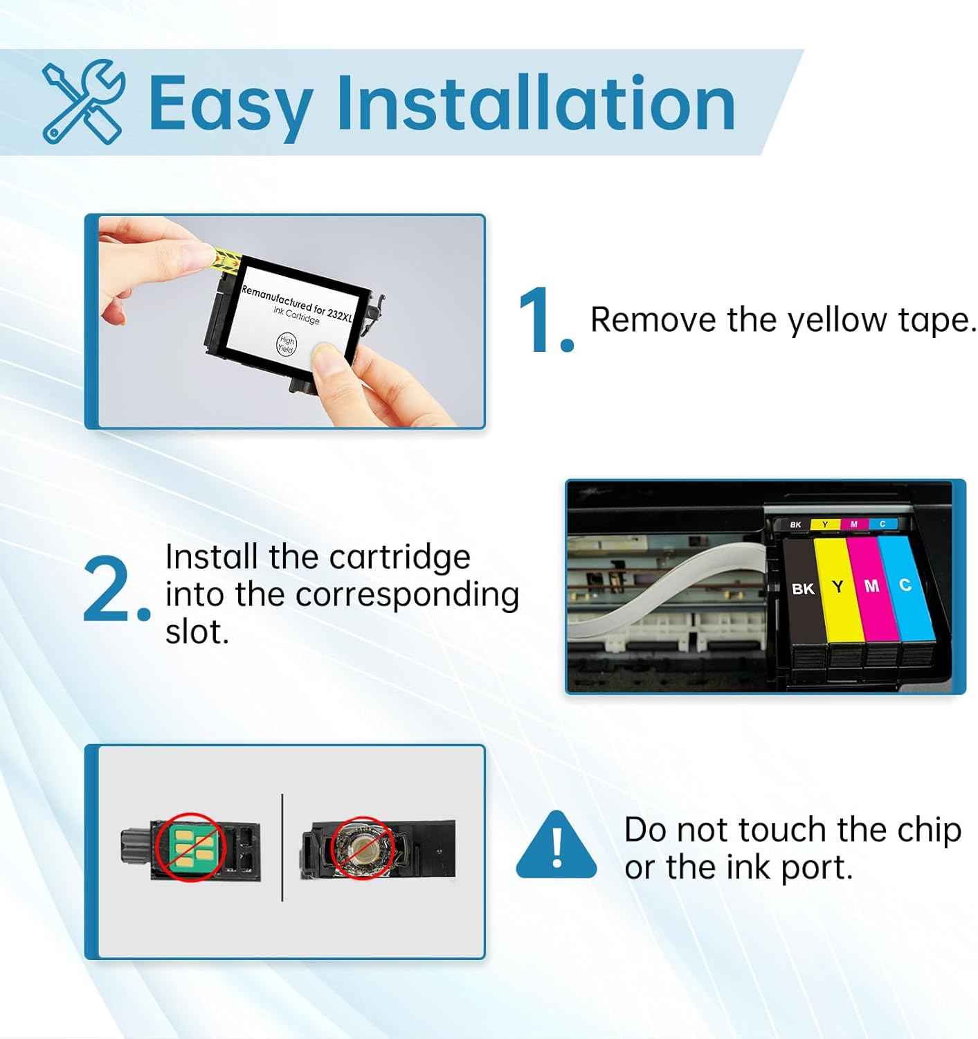 Remanufactured Ink Cartridge Replacement for Epson 232 Combo Pack 232XL 232 XL T232XL used for Epson Expression Home XP-4200 XP-4205 WF-2930 WF-2950 Printer Ink (4 Pack, Black Cyan Magenta Yellow)