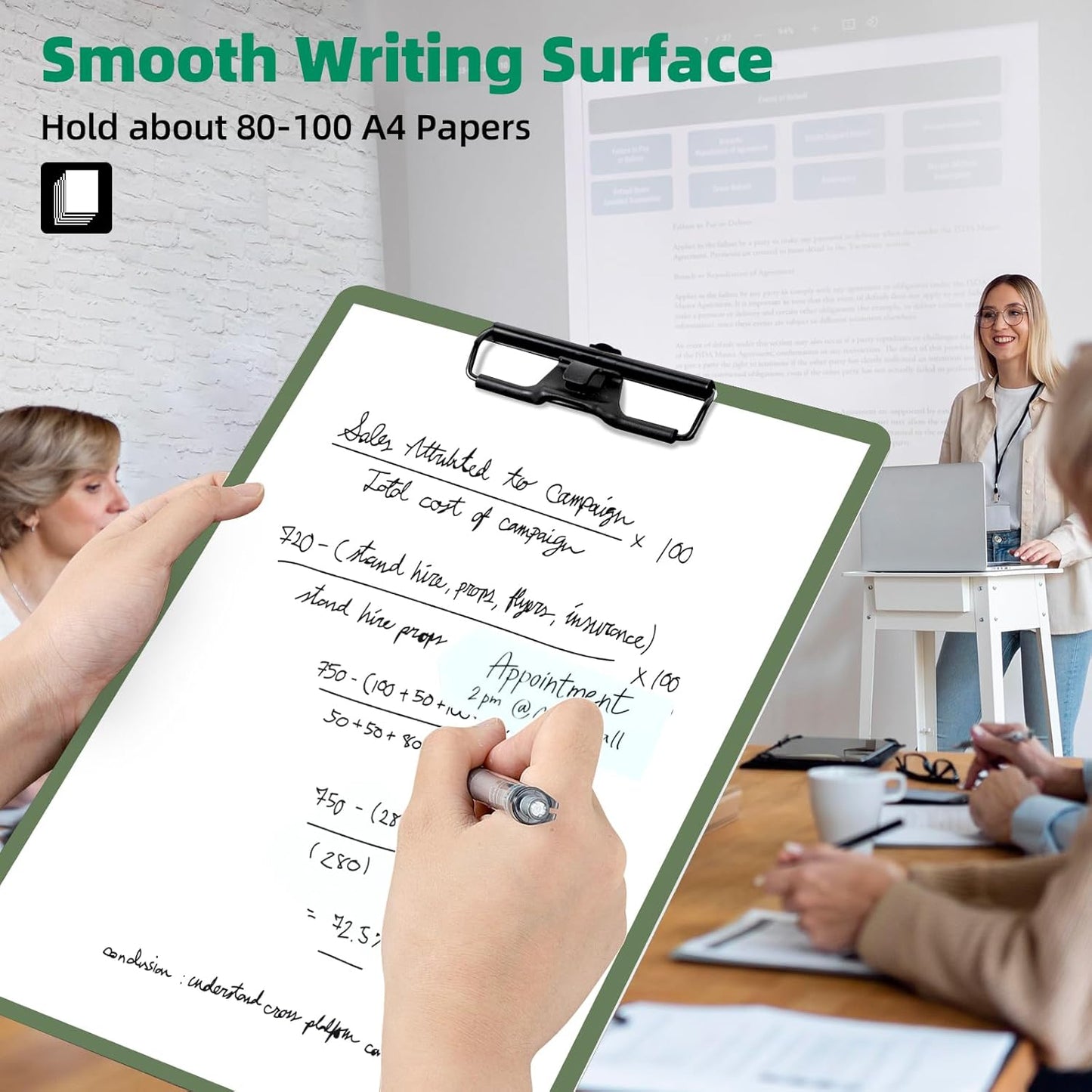 Clipboard with Pen Holder, 6 Pack Plastic Clipboard with Low Profile Metal Clip, Hanging Clip Boards Holds 8.5x11 Inch Papers, Standard A4 Letter Size Clip Boards for Offices & School, Green