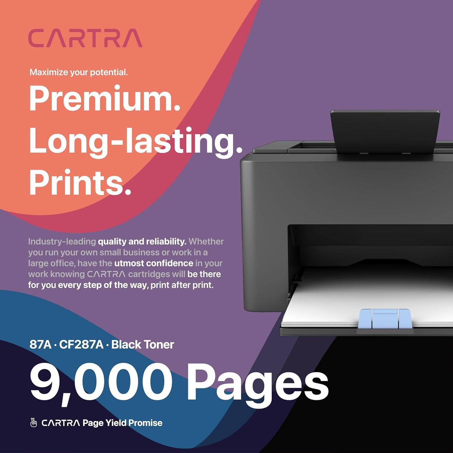 CARTRA 87A Toner Cartridge Black CF287A 2-Pack with Smart Chip, Compatible Replacement for 87A Black Toner Cartridge for HP Printer Models M506, MFP M527, and Flow MFP M527 Series, Office Supplies Use