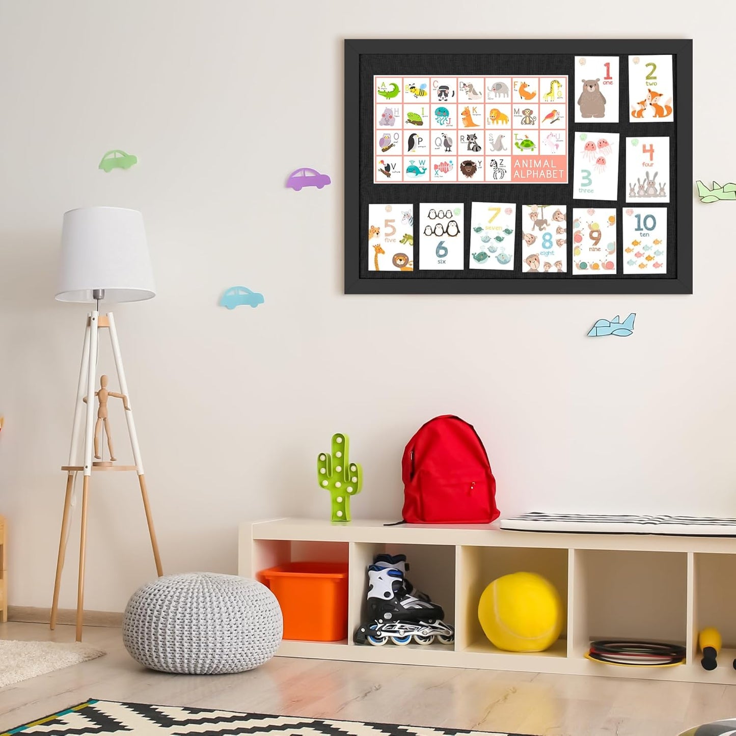 Black Cork Board Bulletin Board 18" x 24", 2-Pack Large Linen Corkboards with Frame for Walls, Cute Picture Display Pin Board Vision Board for Room School Office Bedroom 40 Pushpins - Lumora Desk