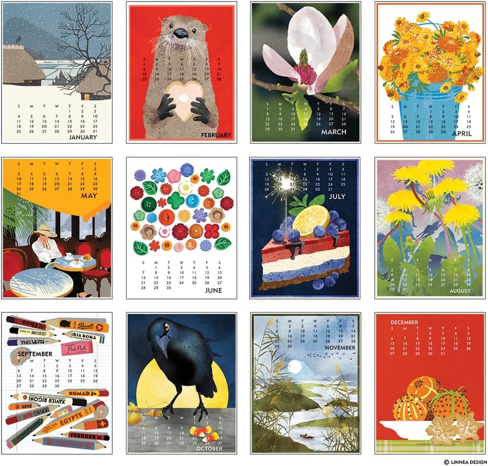 Linnea Design 2026 Poster Calendar 11 x 14" Artwork by Johanna Riley