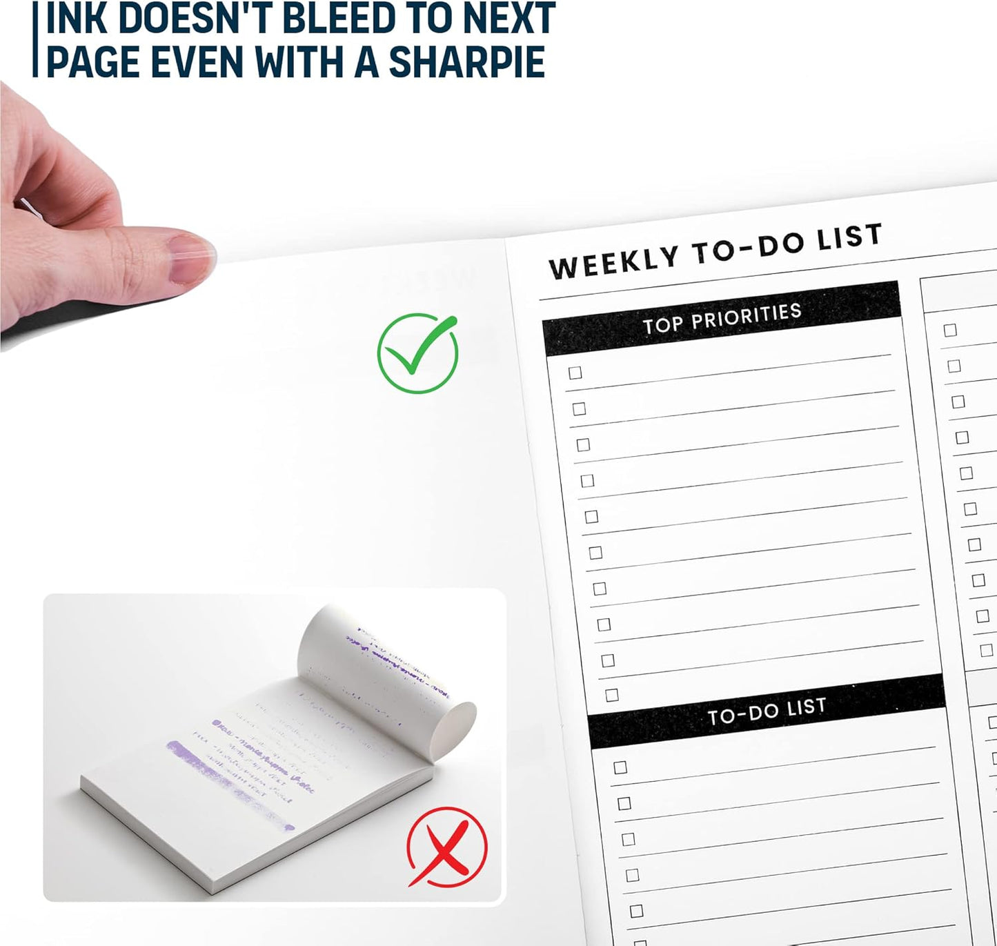 Weekly Planner Pad: To Do List Desk Notepad with Multiple Sections - 8.5x11" 52 Sheets - Undated Tear Off Notebook Calendar - Habit Planning Tracker, Task Goal Checklist Organizer - Agenda Plan Pad