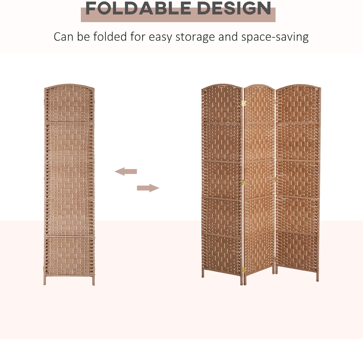 NicBex Room Divider 3 Panel Room Dividers with Wicker Weave Design Partition Room Dividers and Folding Privacy Screens 6 FT Wall Divider for Office, Room Separation,53.25"W x 0.75"D x 70.75"H, Natural - Lumora Desk