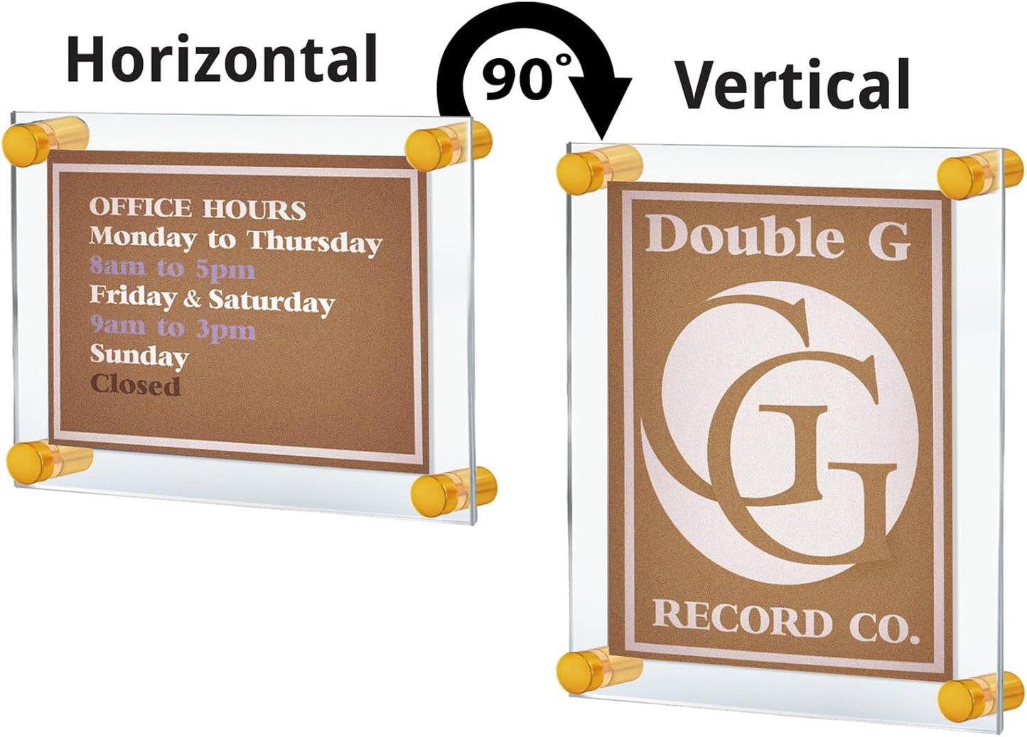 Azar Displays 105540-GLD Acrylic Floating Double Panel Wall Frame,30" x 40" Graphic Size, Overall Frame Size: 34" x 44", Gold