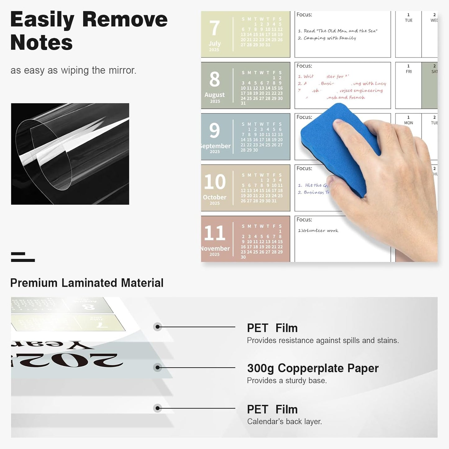 Ospelelf 2025 Wall Calendar Large 32'' x 48'' Dry Erase Laminated Calendar for Wall, 12 Month Big Family Calendar, Use July 2025 - June 2026 (Morandi)