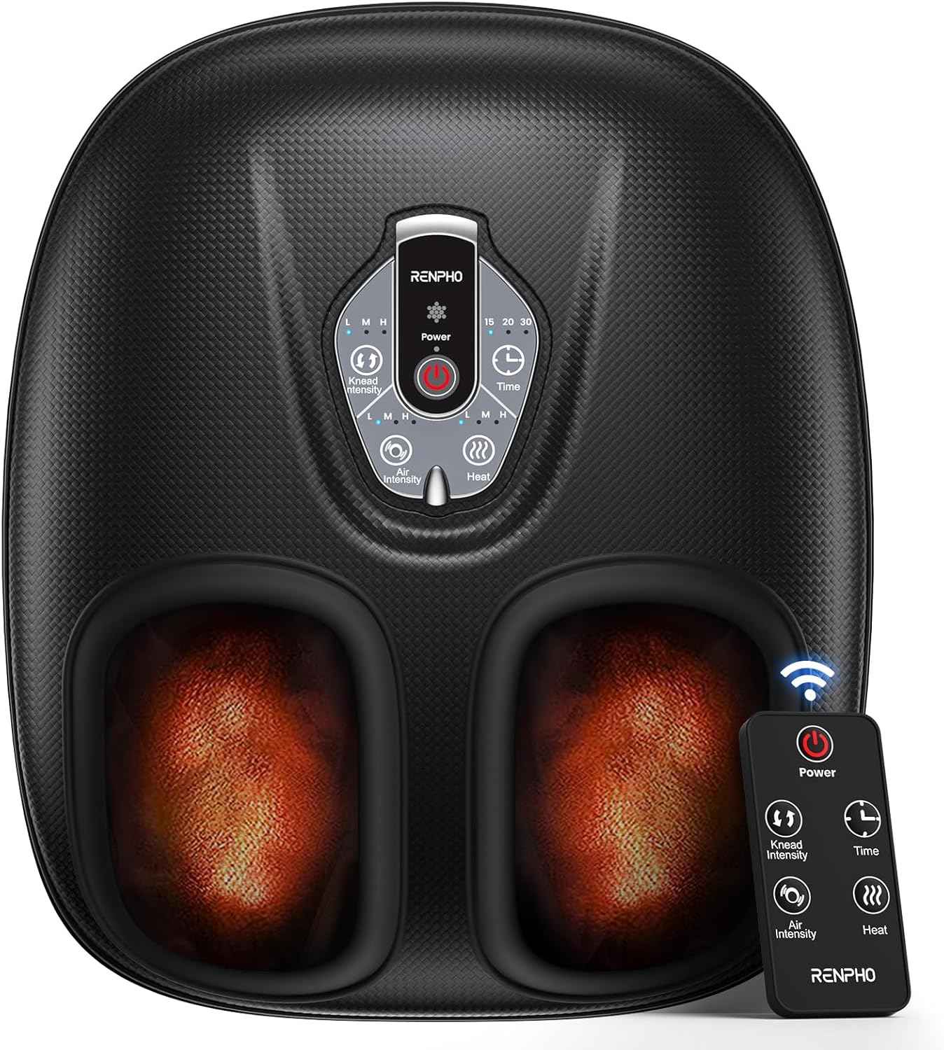 RENPHO Foot Massager Machine with Heat [2026 Upgraded], Fathers Day Dad Gifts for Men Husband, FSA Eligible HSA Shiatsu Foot Massager for Plantar Fasciitis, Cordless Control, Gifts for Women, Black