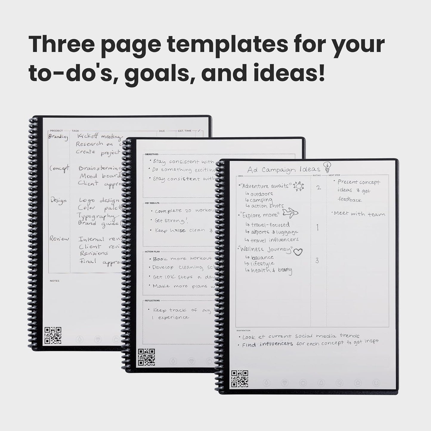 Rocketbook Fusion Reusable Undated Productivity Planner, Letter Size 8.5x11, Navy Blue - Goals, Monthly and Weekly Calendar, Daily To-do List, Lined and Dotted Notes Pages