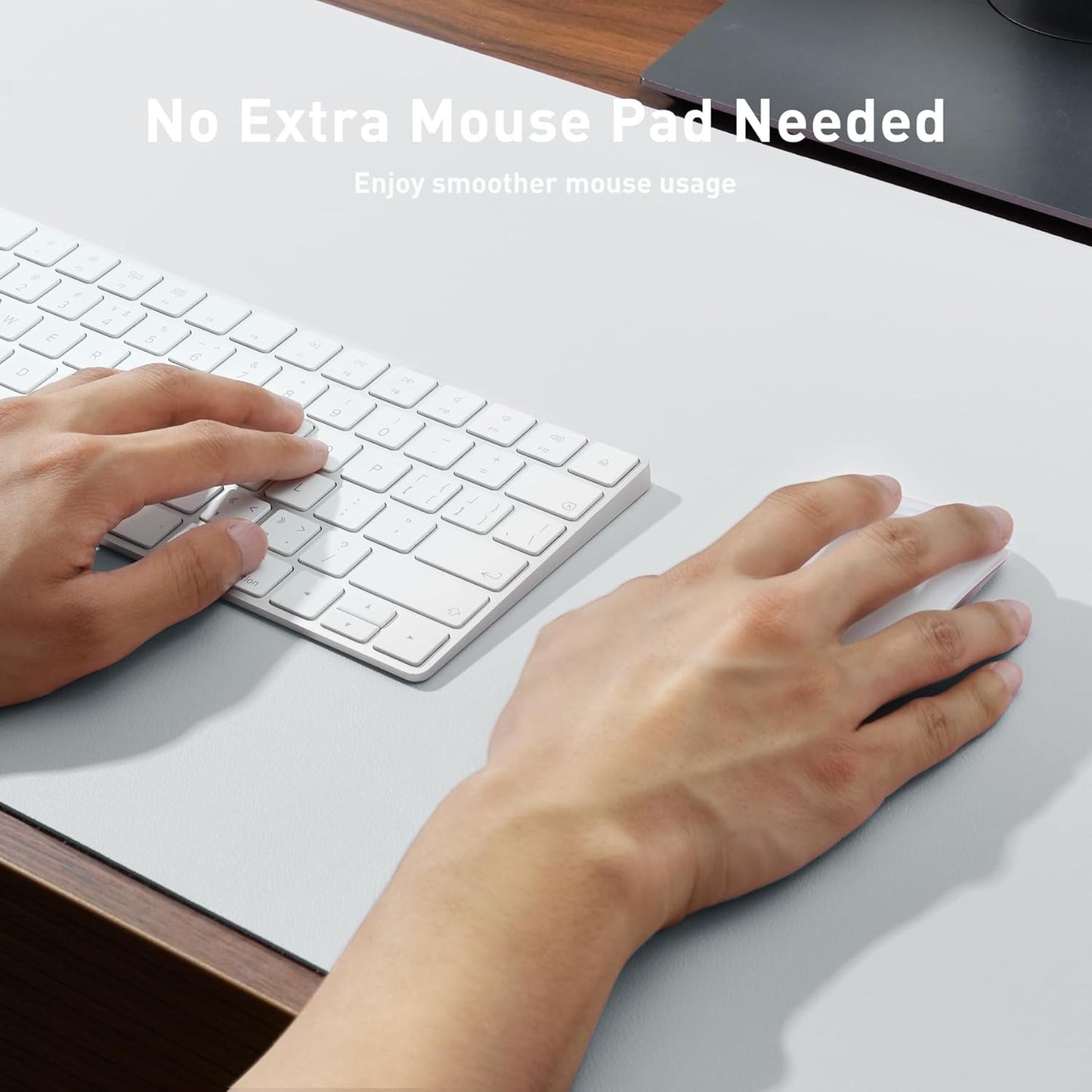 Aothia Leather Desk Pad Protector, Mouse Pad, Office Desk Mat, Non-Slip PU Leather Desk Blotter, Laptop Desk Pad, Waterproof Desk Writing Pad for Office and Home (Barely Grey, 36" x 17")
