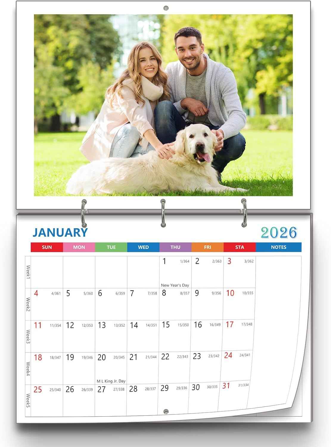 (Made in Chicago) Custom Personalized Photo Wall Calendar 2026 Print Your Photo Calendars &Customized Make Your Own Calendar For Home Office Party Birthday Christmas Gift