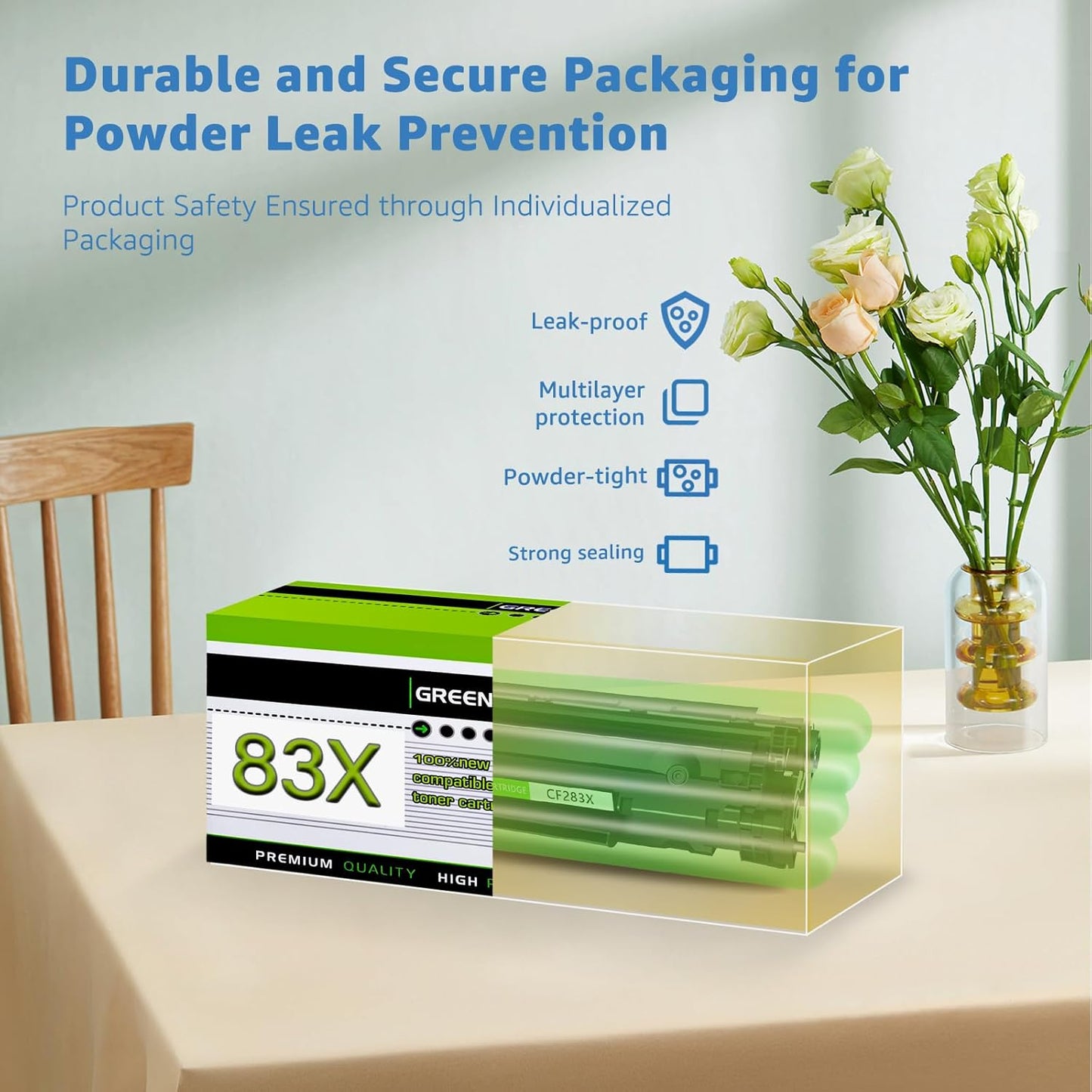 greencycle Compatible CF283X Toner Cartridge Replacement for HP 83X CF283X 83A CF283A to use with Laserjet Pro M201 M201dw M201n MFP M225 M225dn M225dw M225rdn Laser Printers (2-Black, 2400 Pages)