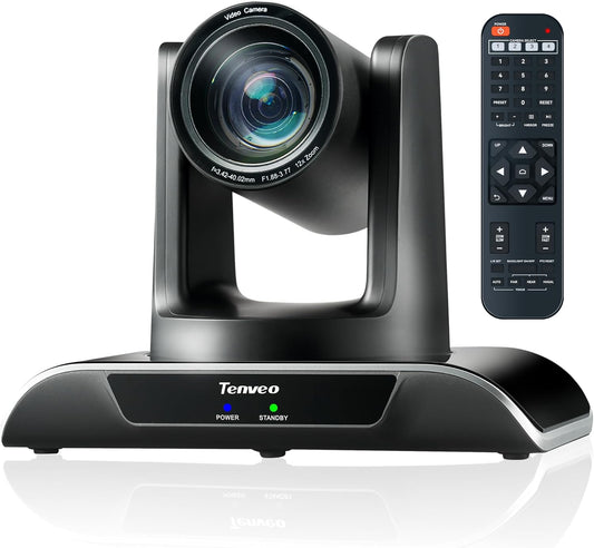 Tenveo 12X Optical Zoom PTZ Conference Camera USB3.0/HDMI 90° Wide View Angle, FHD 1080P 60FPS for Video Conferencing Business Meeting Church Services Worship Education Zoom Teams OBS