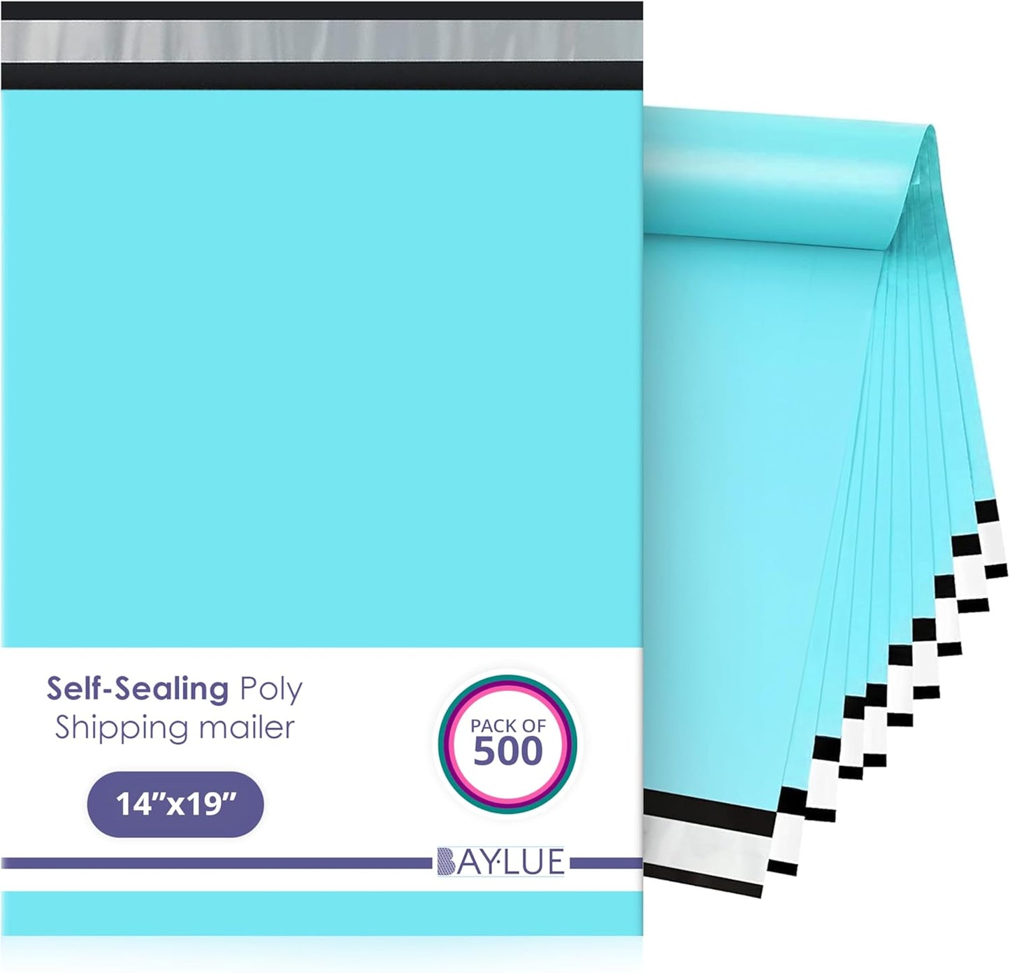 Teal Large Poly Mailers 14.5x19 Inch | Strong Adhesive Self-Seal Mailer Bag | Tear, Tamper, Water Resistant Shipping Envelopes | Thick Strong polymailer Bags | Clothing Shipping Bags | 500 Pcs Bulk - Lumora Desk