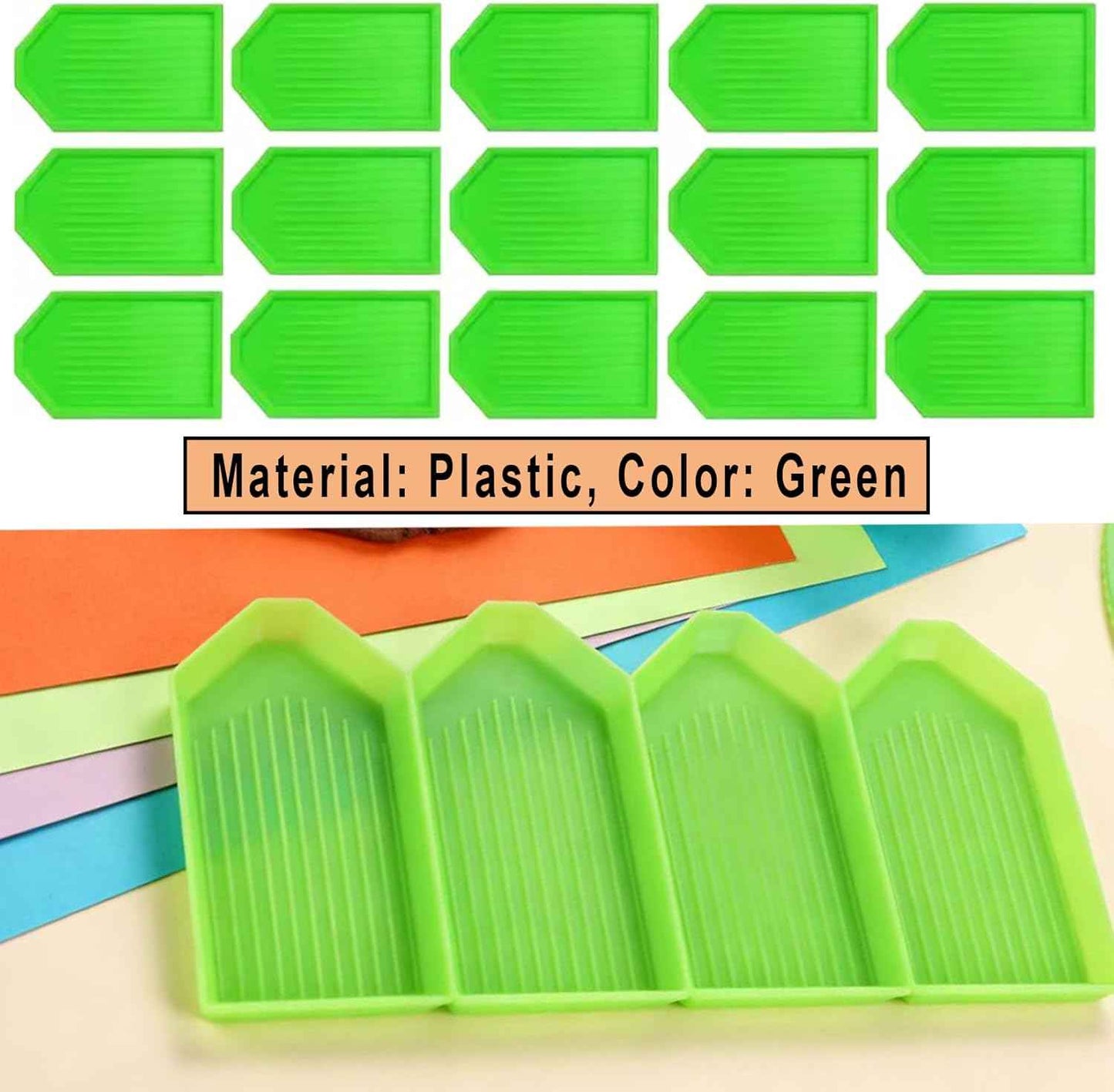 100 Pieces Green Plastic Bead Sorting Trays Diamond Bead Sorting Trays Organizer, Diamond Painting Tool Accessories for DIY Art Craft