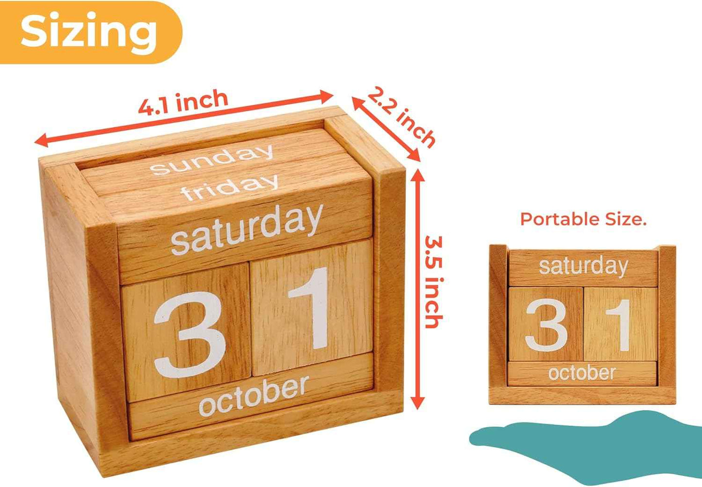 BSIRI Desk Calendar Decor Perpetual Gifts Dad Gifts Mom Office Block Kitchen Home Gifts Monthly Small Planner Family Birthday Calendar Tags Million Years Wood