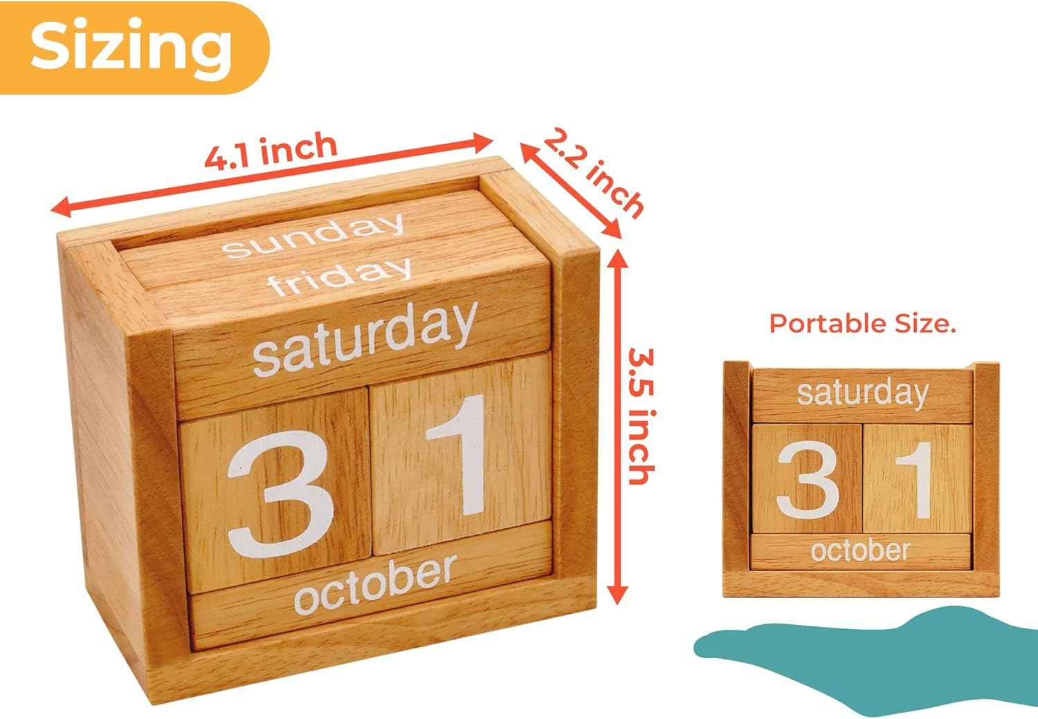 BSIRI Desk Calendar Decor Perpetual Gifts Dad Gifts Mom Office Block Kitchen Home Gifts Monthly Small Planner Family Birthday Calendar Tags Million Years Wood