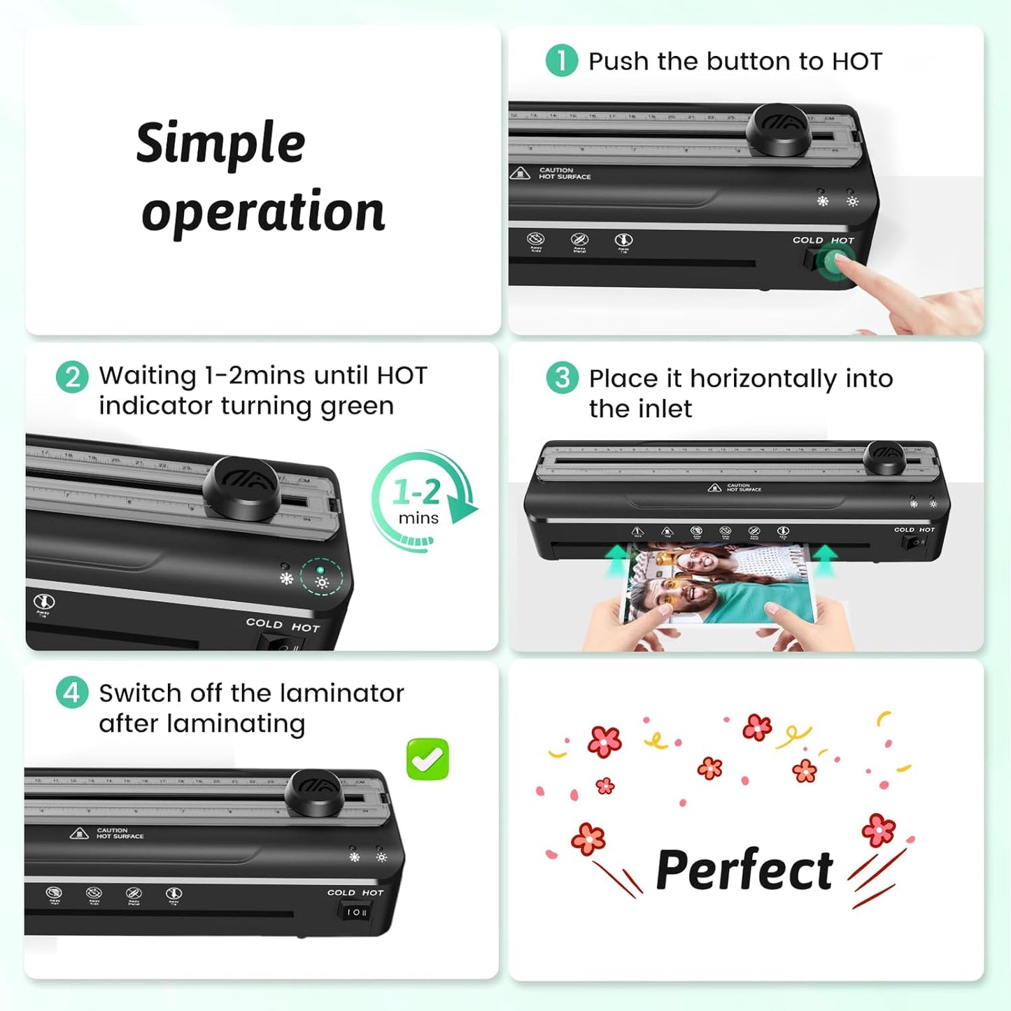 Laminator Machine 9 Inch Laminating Machine - A4 Cold Thermal Laminator Machine with Laminating Sheets, 8.5 x11 Personal Laminators for Teachers 90s Warm up, A4/A5/A6 Laminators for School Home