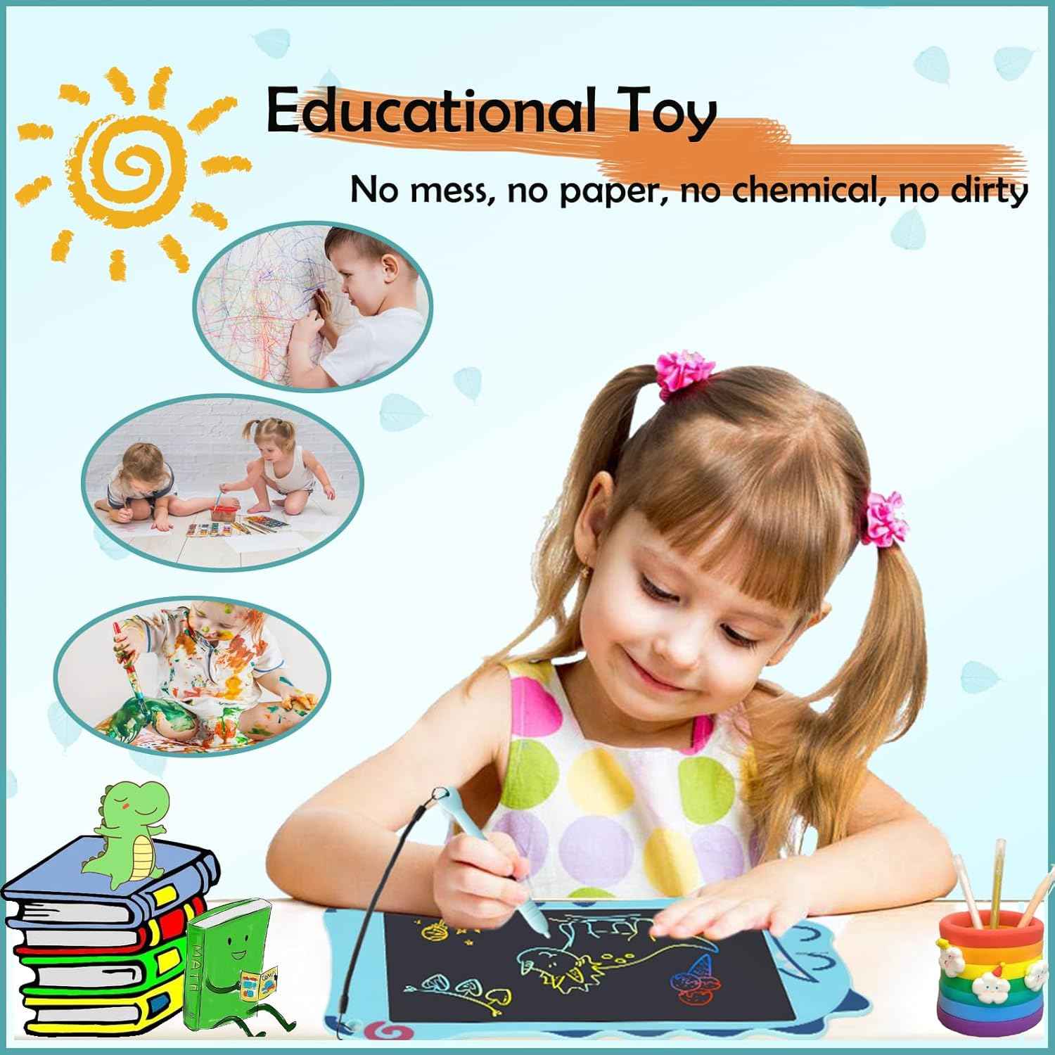 LCD Writing Tablet Dinosaur Toys for Boys Kids, Colorful Toddler Blue Toys Drawing Board, Educational Children Toy, Doodle Pad for 3 4 5 6 7 8 Year Old Boy Kid Birthday Party Gifts,8.5inch
