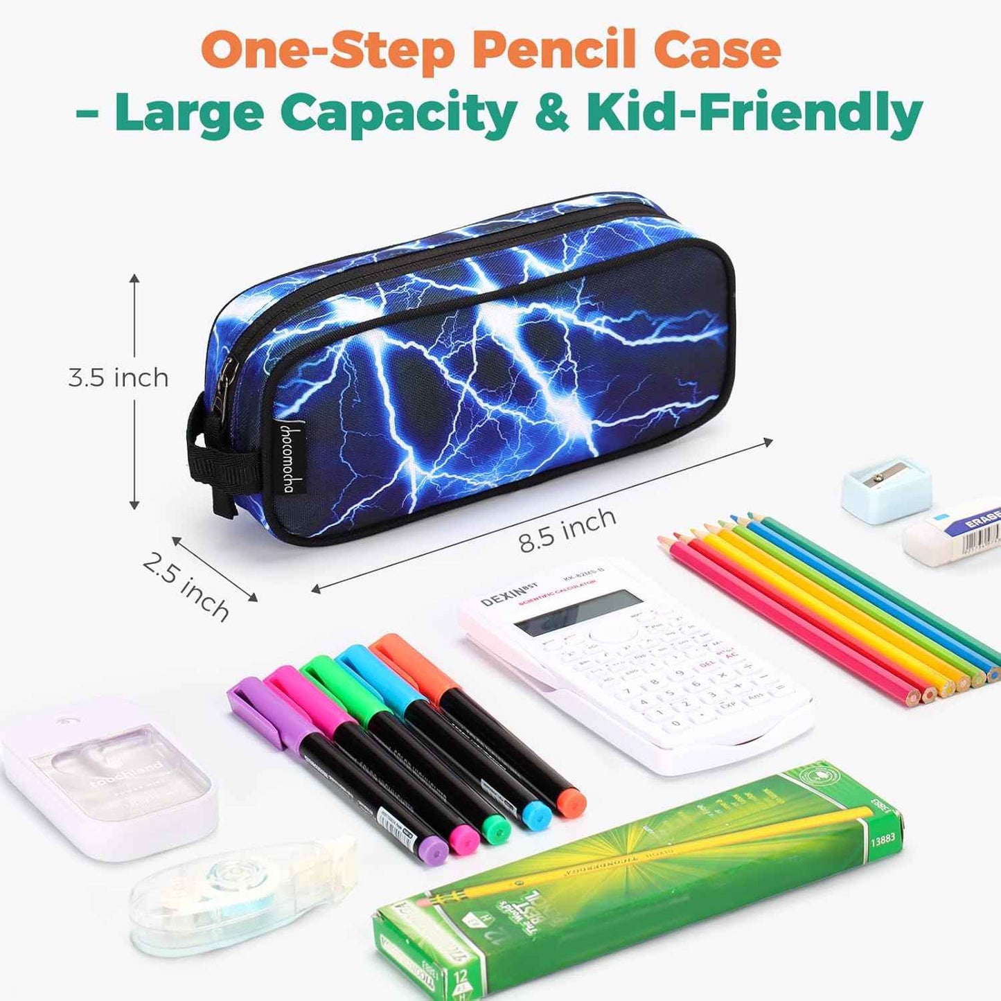 Choco Mocha Kids Pencil Case for Boys, Soft Zipper Pencil Pouch for Boys, Kids Pencil Case for School Galaxy Pencil Bag for Toddler Boy, Blue