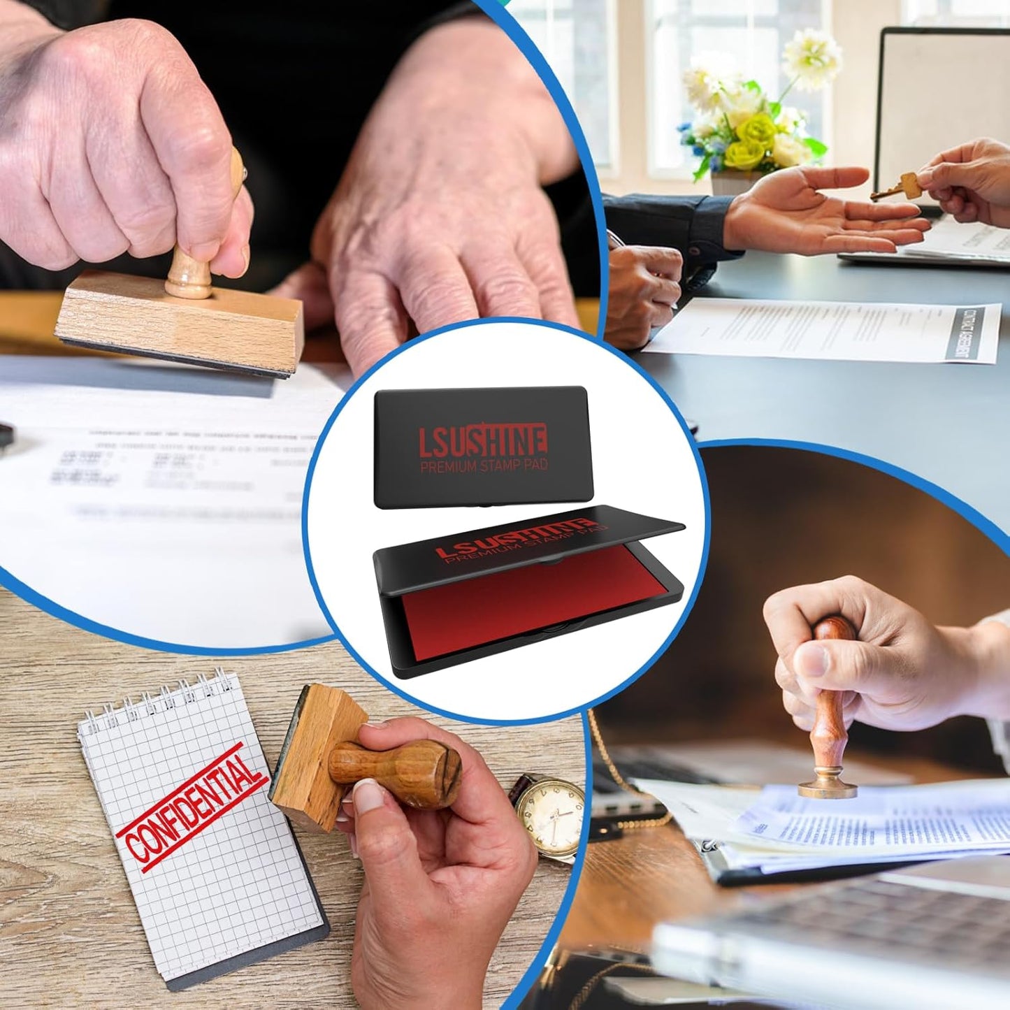 Large Stamp Pad, 6.29 x 3.54 Inch Red Ink Pad Premium Quality Felt Pad Rubber Stamp Ink Pad for Office, Home