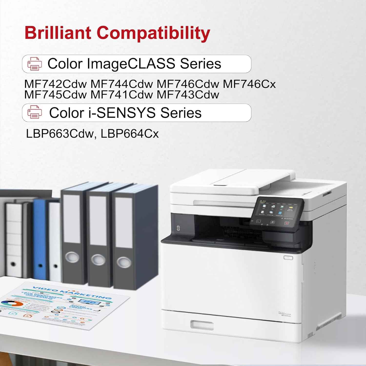 High-Yield 055 Toner Cartridges Compatible MF743cdw Toner Replacement for Canon 055 Toner Cartridge Set for Color imageCLASS MF741Cdw MF743Cdw MF745Cdw MF746Cdw LBP664Cdw Printer (4-Pack，BK/C/M/Y)