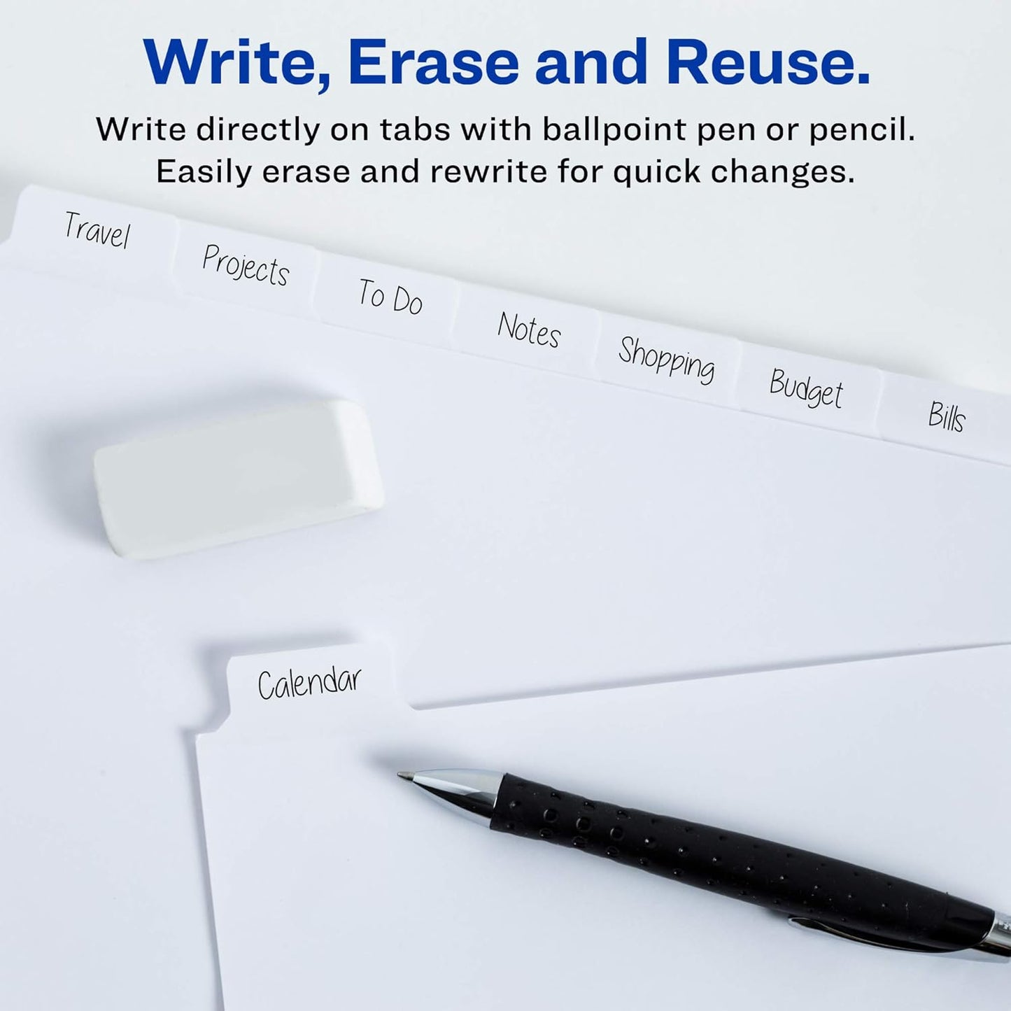 Avery Big Tab Write & Erase Paper Dividers with Gold Reinforcement, 8-Tab Set, White, 6 Sets (21213)
