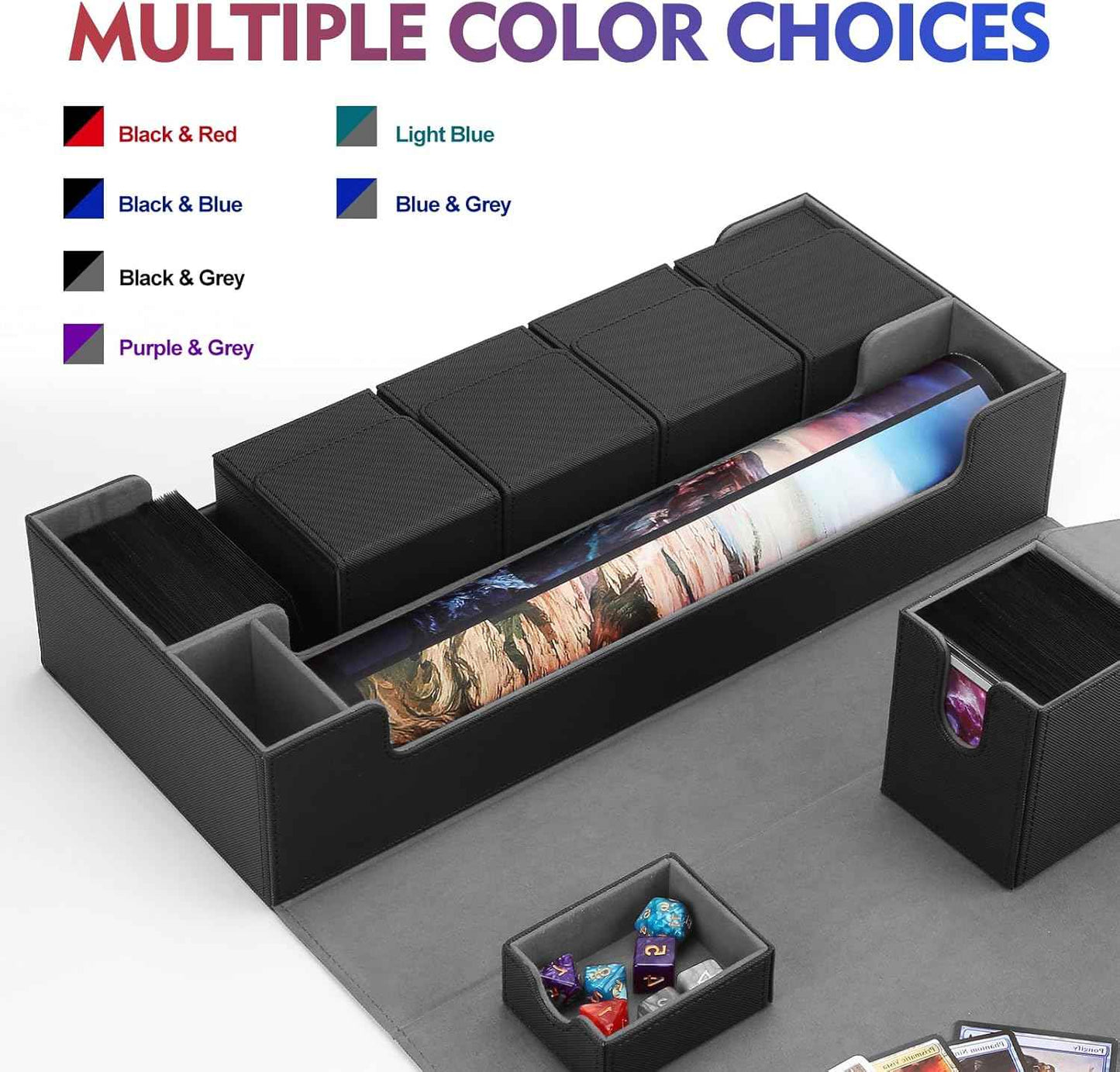 Premium Trading Card Storage Case TCG Deck Box Holds 800+ Sleeved Cards for MTG, YuGiOh, Uno, Sport with Strong Magnet Closure (Black)
