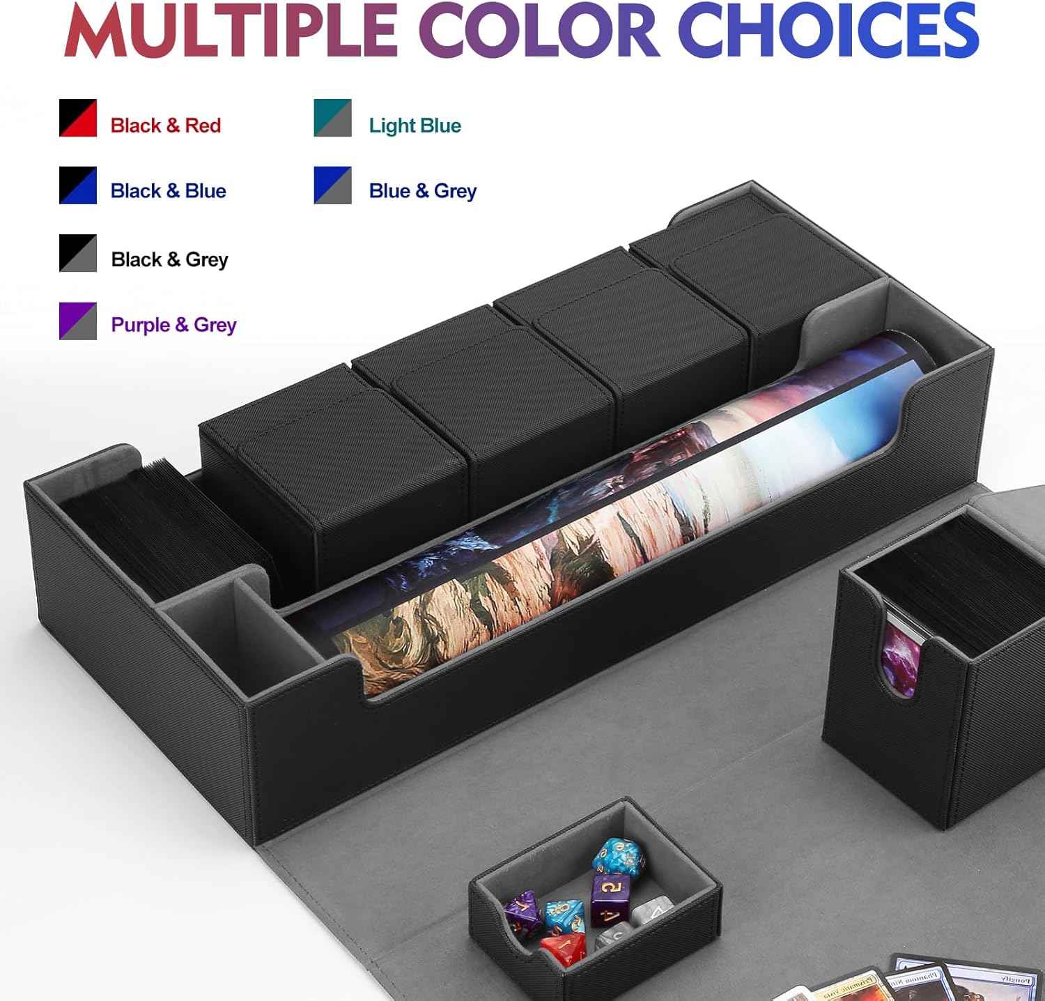 Premium Trading Card Storage Case TCG Deck Box Holds 800+ Sleeved Cards for MTG, YuGiOh, Uno, Sport with Strong Magnet Closure (Black)