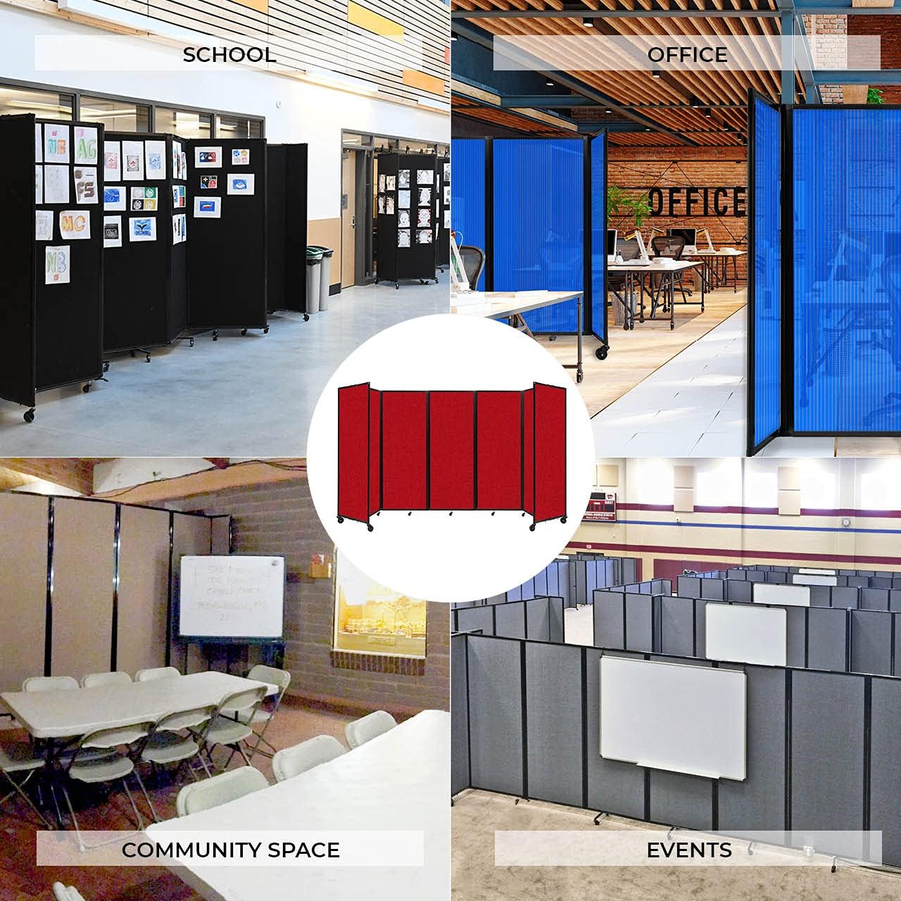 Versare Room Divider 360 Portable Wall Partition | Folding Panels | Large Freestanding Divider | Locking Wheels | Temporary Room Separator - Lumora Desk