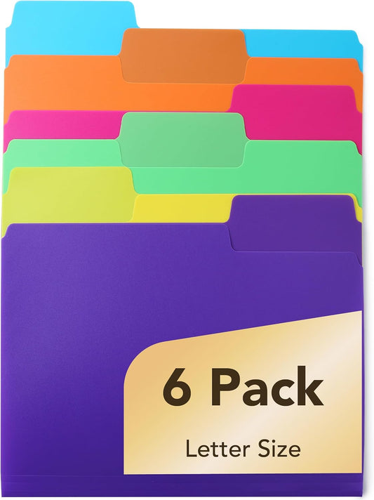 Mr. Pen- File Folders, 1/3 Cut Tab, 6 Pack, Assorted Colors, Letter Size, Colored File Folders, Letter File Folders