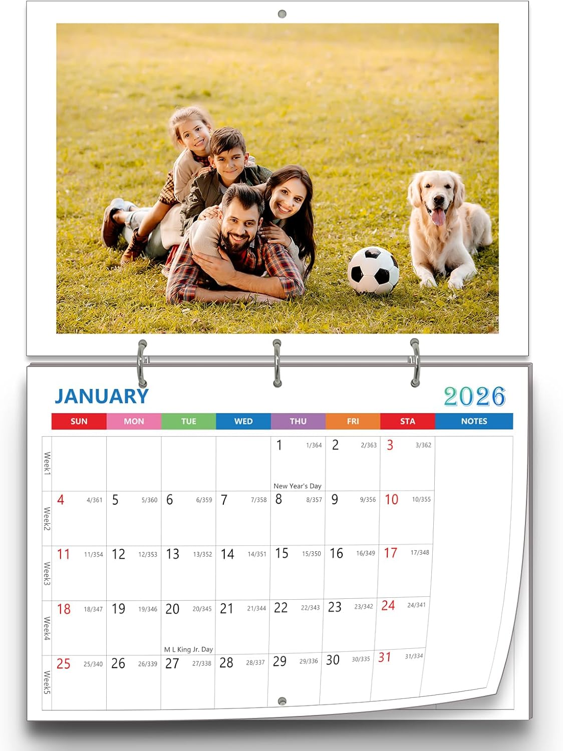 (Made in Chicago) Custom Personalized Photo Wall Calendar 2026 Print Your Photo Calendars &Customized Make Your Own Calendar For Home Office Party Birthday Christmas Gift
